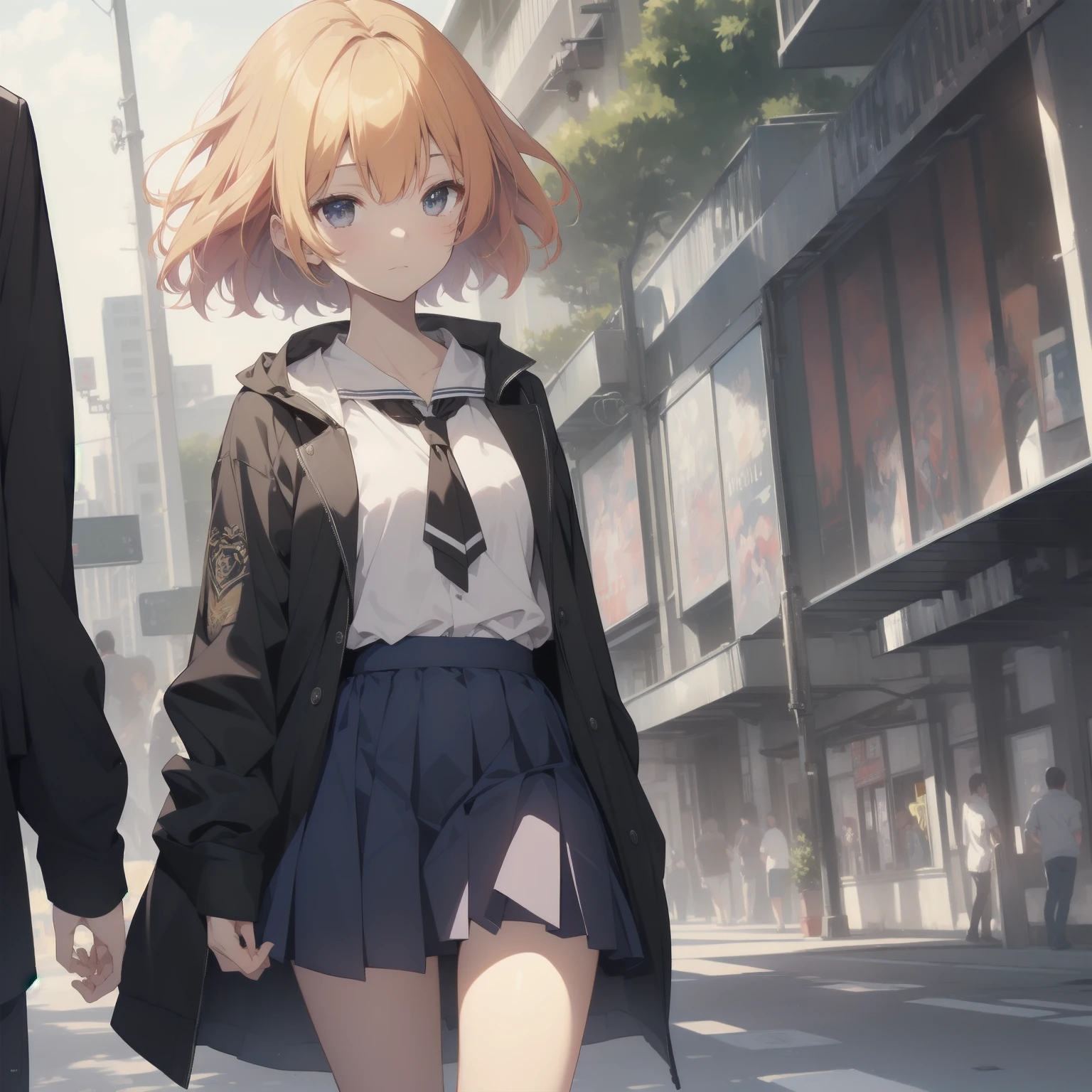 ultra-absurdres-Top quality by artist God, ultra-detailed, high resolution, anime moe artstyle, best anime 8k konachan wallpaper, pixiv contest winner, pool:2810, perfect anatomy,break, 1girl, (Please draw a girl walking sleepily to school alone. )break,(Solo,little female, 13-year-old:1.3),Full limbs, complete fingers,a junior high school student, (very short hair), short cut, flat chest, , small butt, small black eyes, beautiful detailed eyes, well-proportioned iris and pupils, expressive eyes, highres detailed hair, soft expression, salor school_uniform, sailor collar, serahuku, bow, pleated skirt,(Detailed Lighting), (Detailed background), in the School commute route. break,super detailed skin, Best cinematic lighting powered by famous artist, 8k,beauty illustration,photoshop_(medium),very aesthetic,break,((artist:anti_(untea9) )), artist:clamp ,artist:carnelian ,artist:kantoku ,