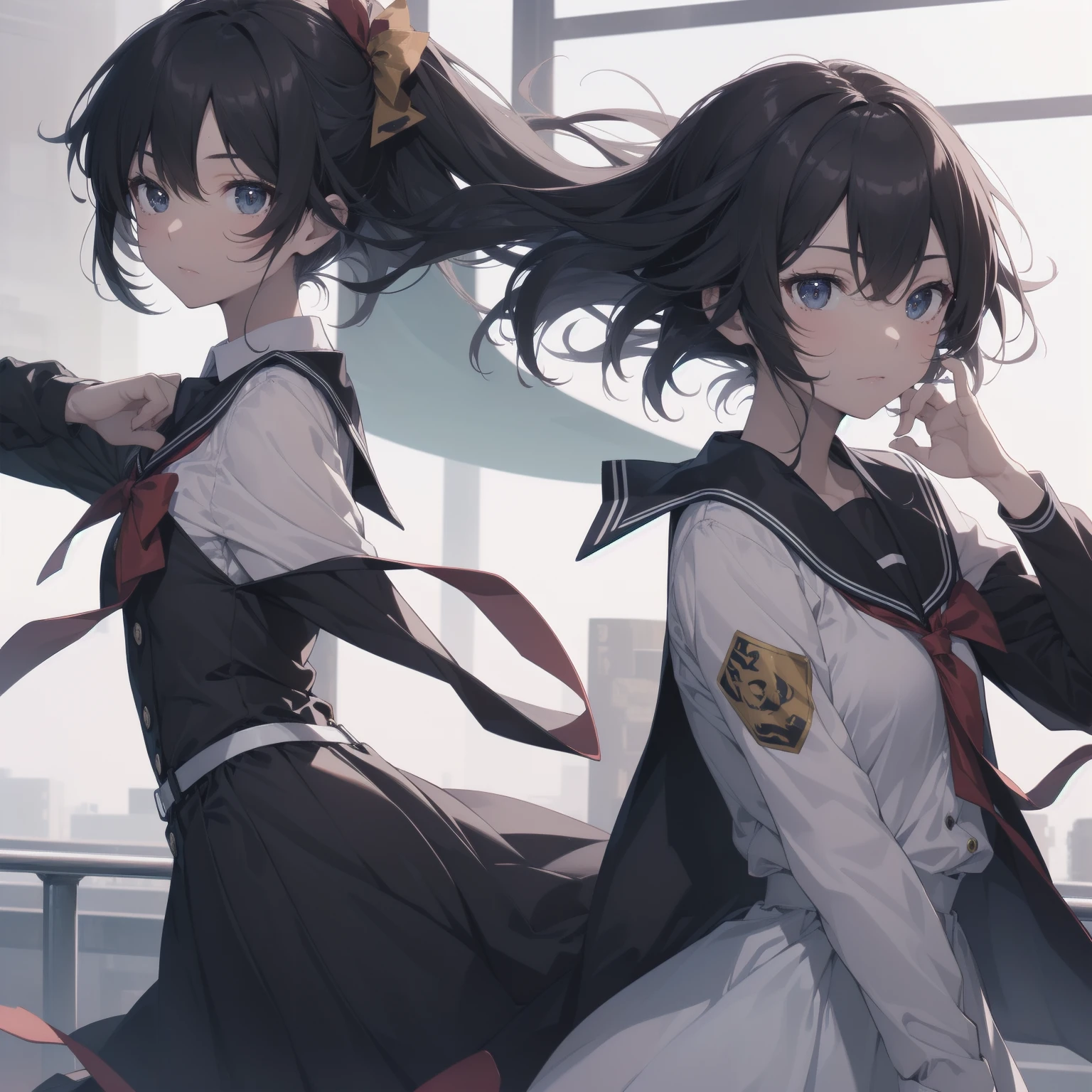 ultra-absurdres-Top quality by artist God, ultra-detailed, high resolution, anime moe artstyle, best anime 8k konachan wallpaper, pixiv contest winner, pool:2810, perfect anatomy,break, 1girl, (Please draw a girl walking sleepily to school alone. )break,(Solo,little female, 13-year-old:1.3),Full limbs, complete fingers,a junior high school student, (very short hair), short cut, flat chest, , small butt, small black eyes, beautiful detailed eyes, well-proportioned iris and pupils, expressive eyes, highres detailed hair, soft expression, salor school_uniform, sailor collar, serahuku, bow, pleated skirt,(Detailed Lighting), (Detailed background), in the School commute route. break,super detailed skin, Best cinematic lighting powered by famous artist, 8k,beauty illustration,photoshop_(medium),very aesthetic,break,((artist:anti_(untea9) )), artist:clamp ,artist:carnelian ,artist:kantoku ,