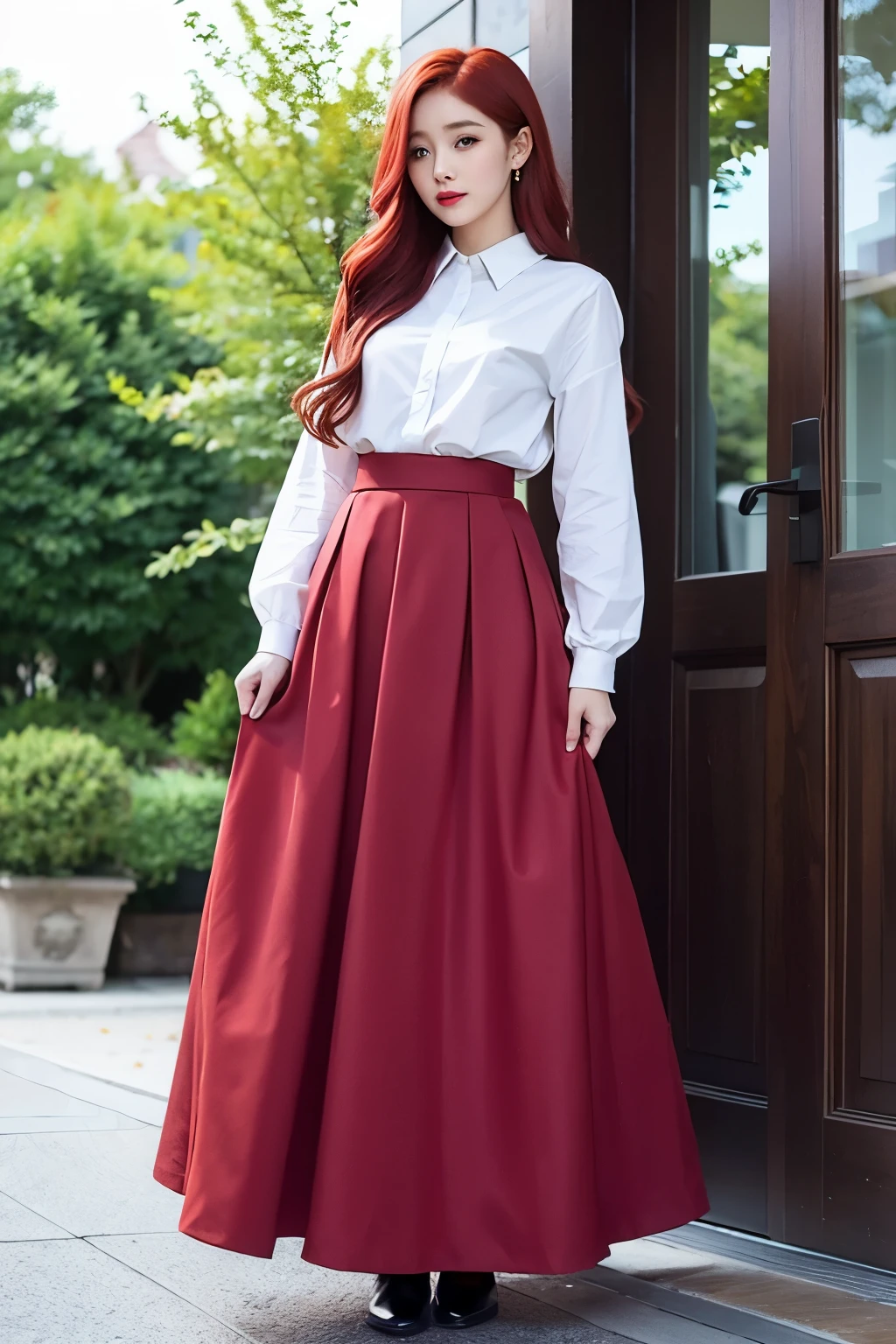 long skirt red hair