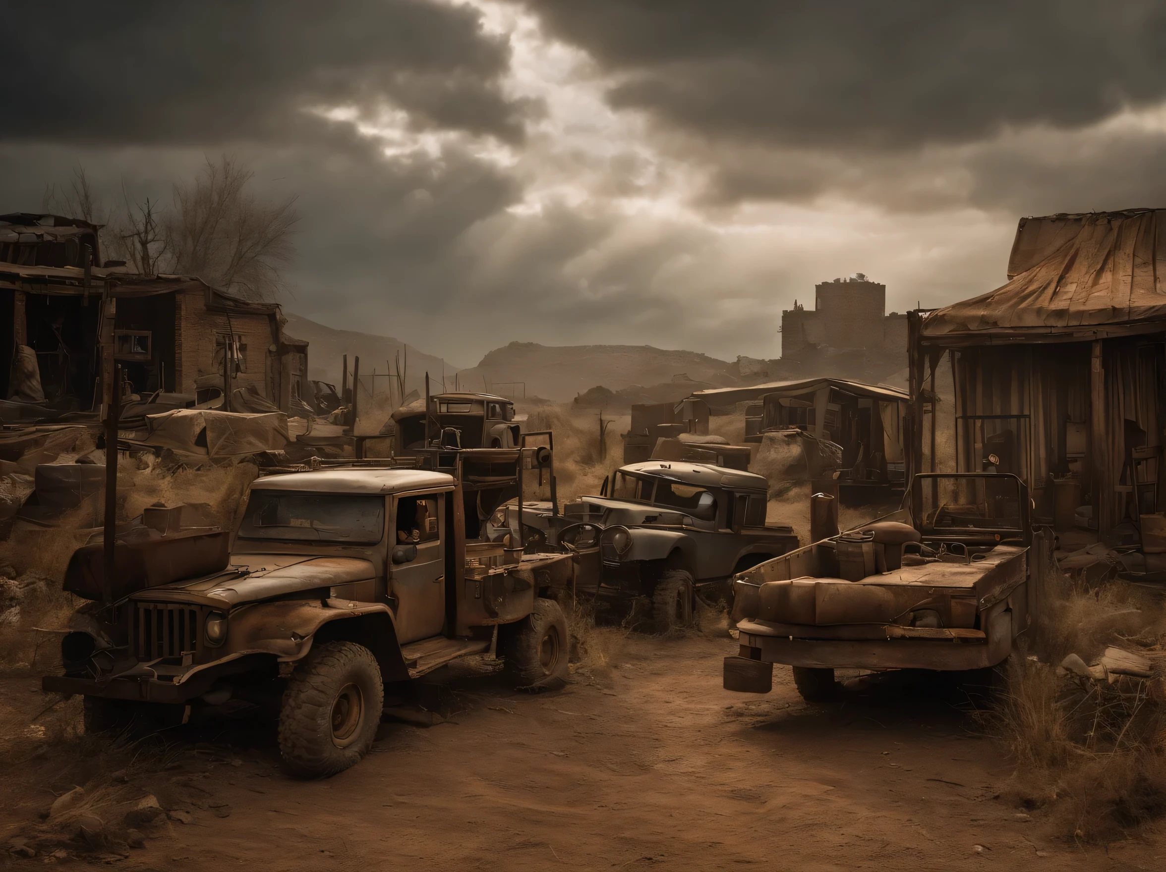 # Mind Map: Desolate Post-Apocalyptic Landscape

## Description
- Haunting and thought-provoking image of the end of the world
- Depicts a desolate, post-apocalyptic landscape
- Crumbling cities, scorched earth, and foreboding sky
- Remnants of human civilization in ruins
- Nature reclaiming the land
- Subtle details hinting at causes of the apocalypse
- Conveys a sense of despair
- Leaves room for a glimmer of hope or resilience

## Elements
- Desolate landscape
- Crumbling cities
- Scorched earth
- Foreboding sky
- Ruins of human civilization
- Nature reclaiming the land
- Subtle details hinting at causes
- Sense of despair
- Glimmer of hope or resilience

## Causes of the Apocalypse
- Environmental disaster
- War
- Catastrophic event from space

## Emotions
- Fear
- Awe
- Contemplation
- Fragility of our world
- Consequences of our actions