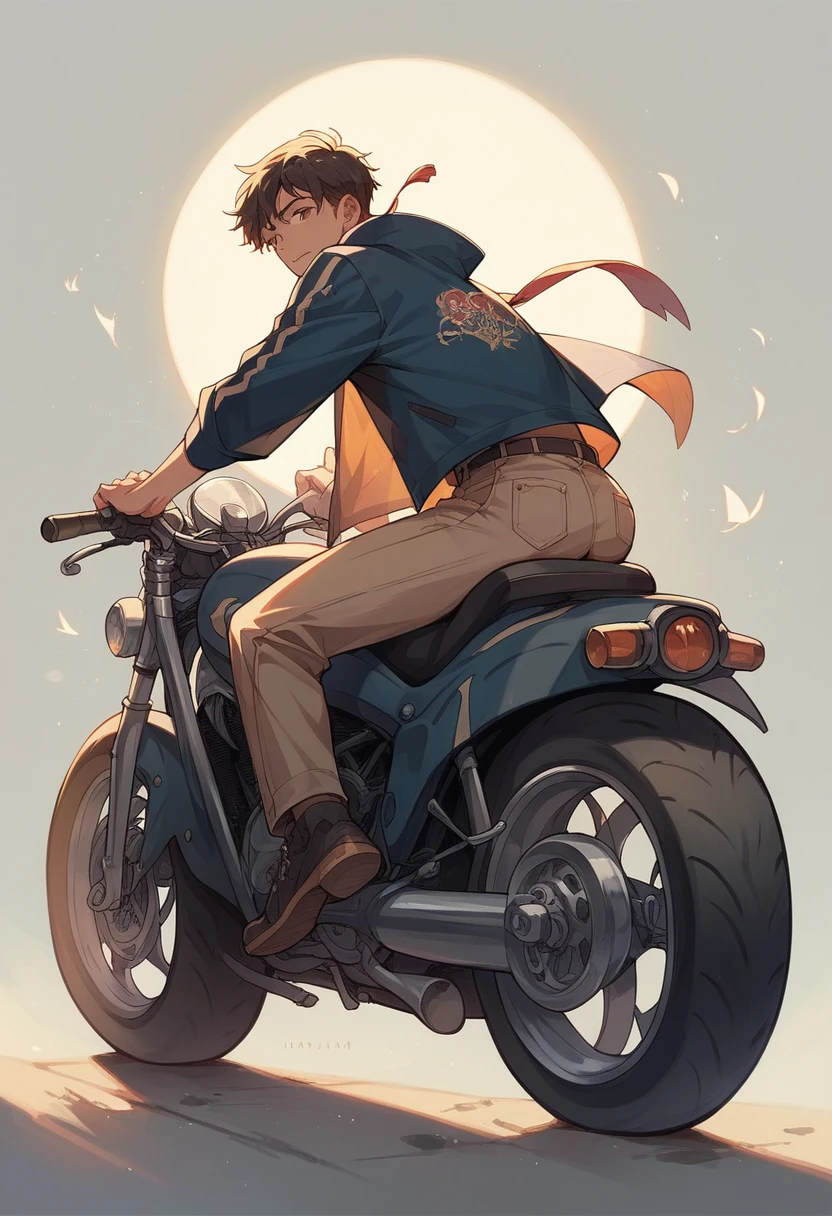 An 18 year old brunette model on top of a 160 motorcycle