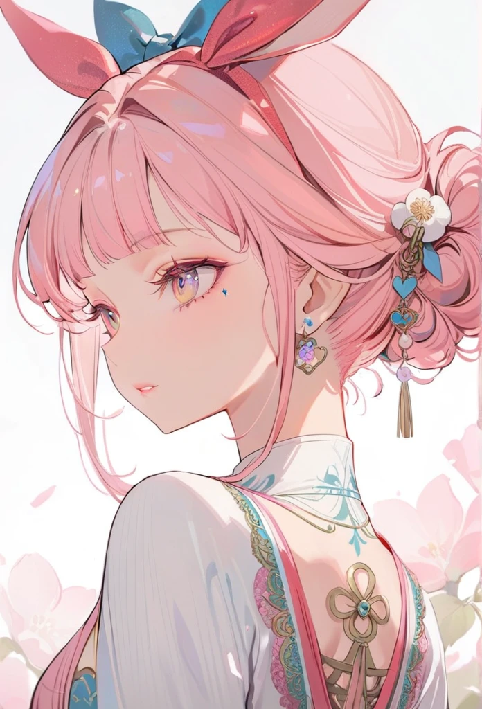 1 Girl, masterpiece, best quality, 8K, Delicate skin texture, Detailed fabric texture, Beautiful and delicate face, Intricate details, Extremely detailed, Alice in Wonderland, (The bow on her head:1.1), Upper Body