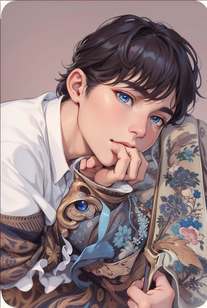 masterpiece, Best Quality, 1 chico, beautiful and delicate features, blue eyes 