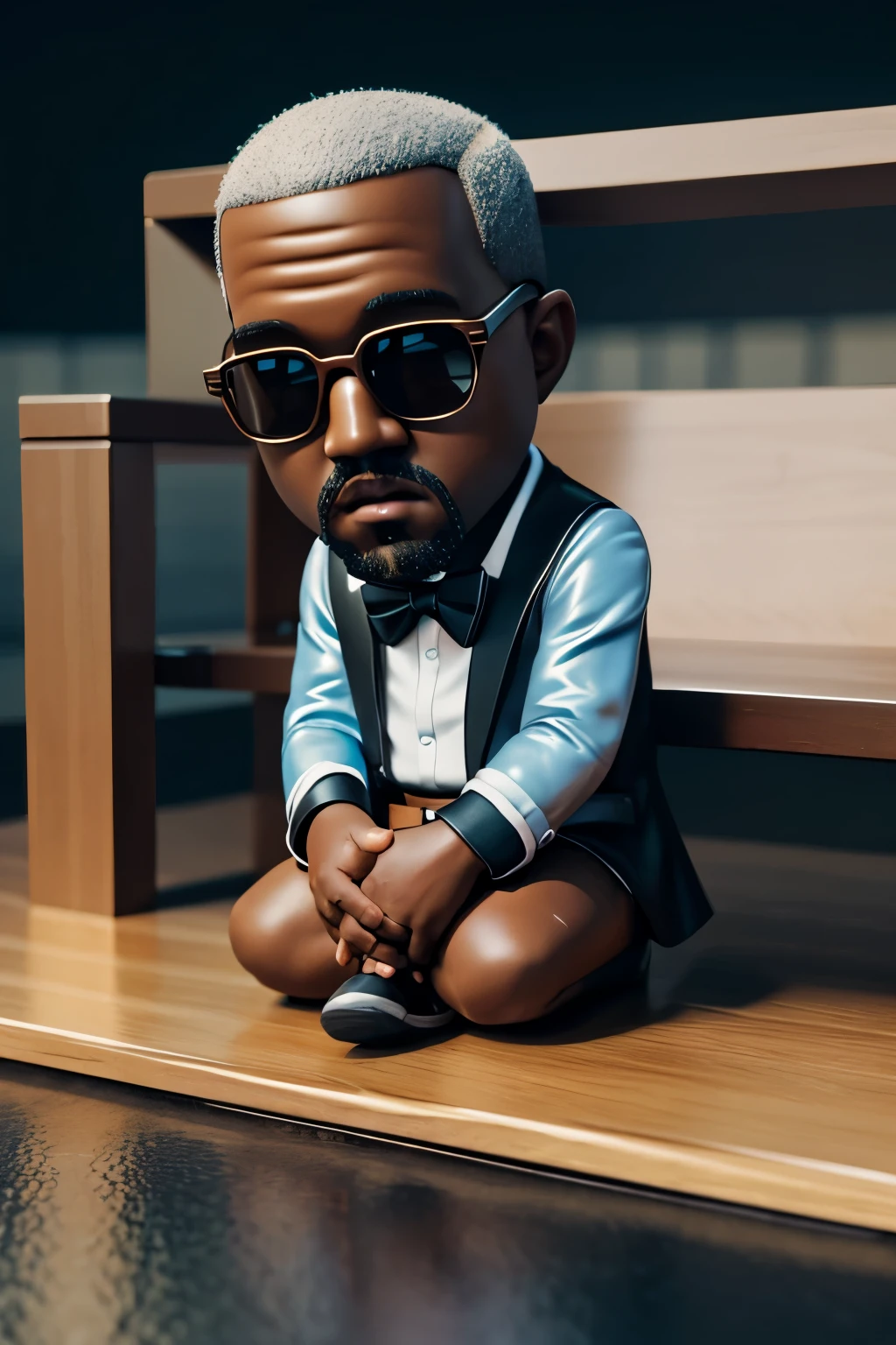 mini kanye west, in a suit, sitting on a bench, eating ice cream sandwhich, 3d illutration, 3d illustration, 3d illustration, inspired by Chris LaBrooy, intricate 3d illustration, 3d epic illustrations, behance 3d, sergey zabelin, 3d matte illustration, 3d minimalistic art, trend on behance 3d art