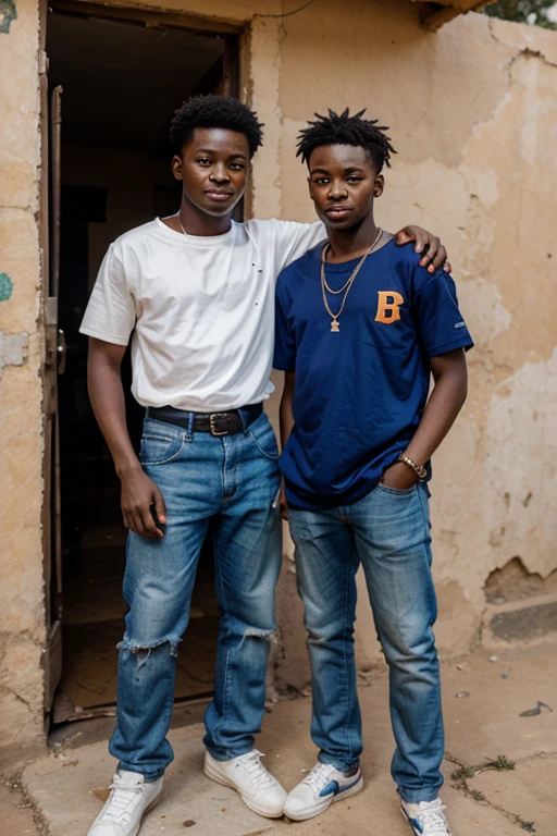 african teen boy with a man