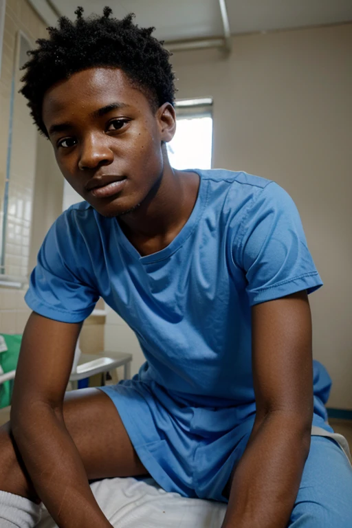 African teenage boy in a hospital