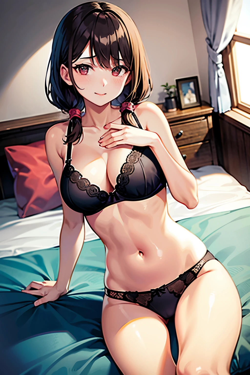I'll borrow her, girl, Chizuru, bed, big, underwear, bra, panties