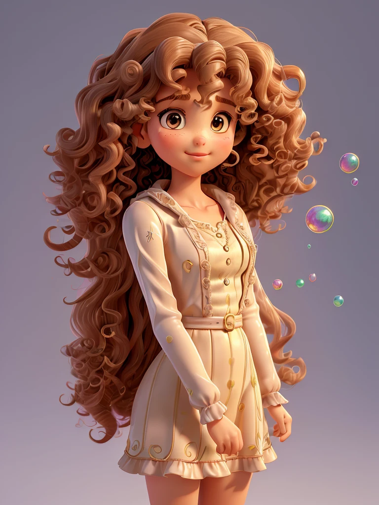 (masterpiece), (Highest quality), (Super detailed),(Curly hair),(figure), (One girl), (Fashionable clothes), Are standing,Fashion Model, View your viewers, (interview), (Simple Background), Beautiful attention to detail,Delicate and beautiful face,float,(High chroma),(Colorful splashes),Colorful bubbles,(Shiny),Focus on the face,(Fidelity:1.35)