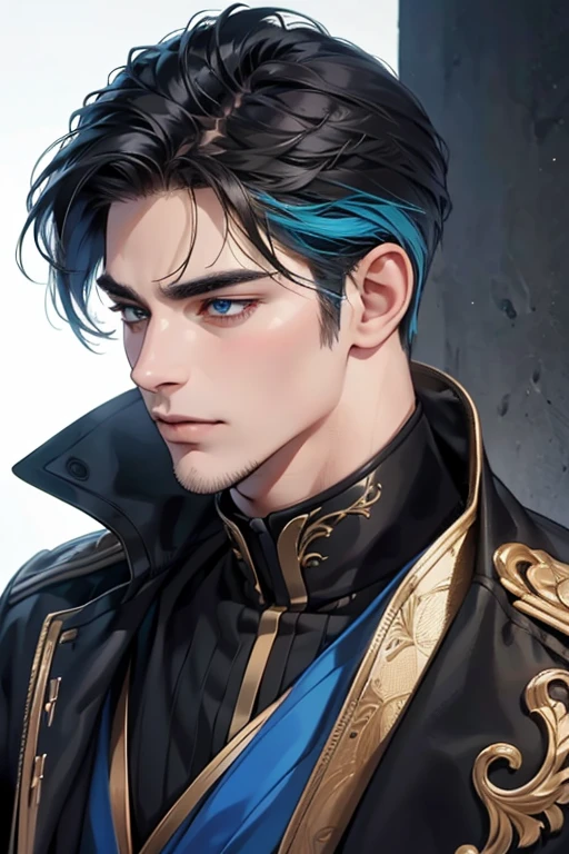 (best quality,4k,8k,highres,masterpiece:1.2),ultra-detailed,(realistic,photorealistic,photo-realistic:1.37),30 year old man,3 day beard,handsome anime,portraits,strong,masculine,dark hair,sharp jawline,mesmerizing blue eyes,perfectly styled hair,cool anime outfit,confident expression,vibrant colors,dynamic lighting, (CEO).