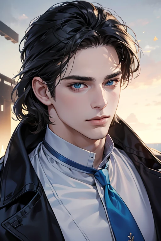 (best quality,4k,8k,highres,masterpiece:1.2),ultra-detailed,(realistic,photorealistic,photo-realistic:1.37),30 year old man,3 day beard,handsome anime,portraits,strong,masculine,dark hair,sharp jawline,mesmerizing blue eyes,perfectly styled hair,cool anime outfit,confident expression,vibrant colors,dynamic lighting, (CEO).