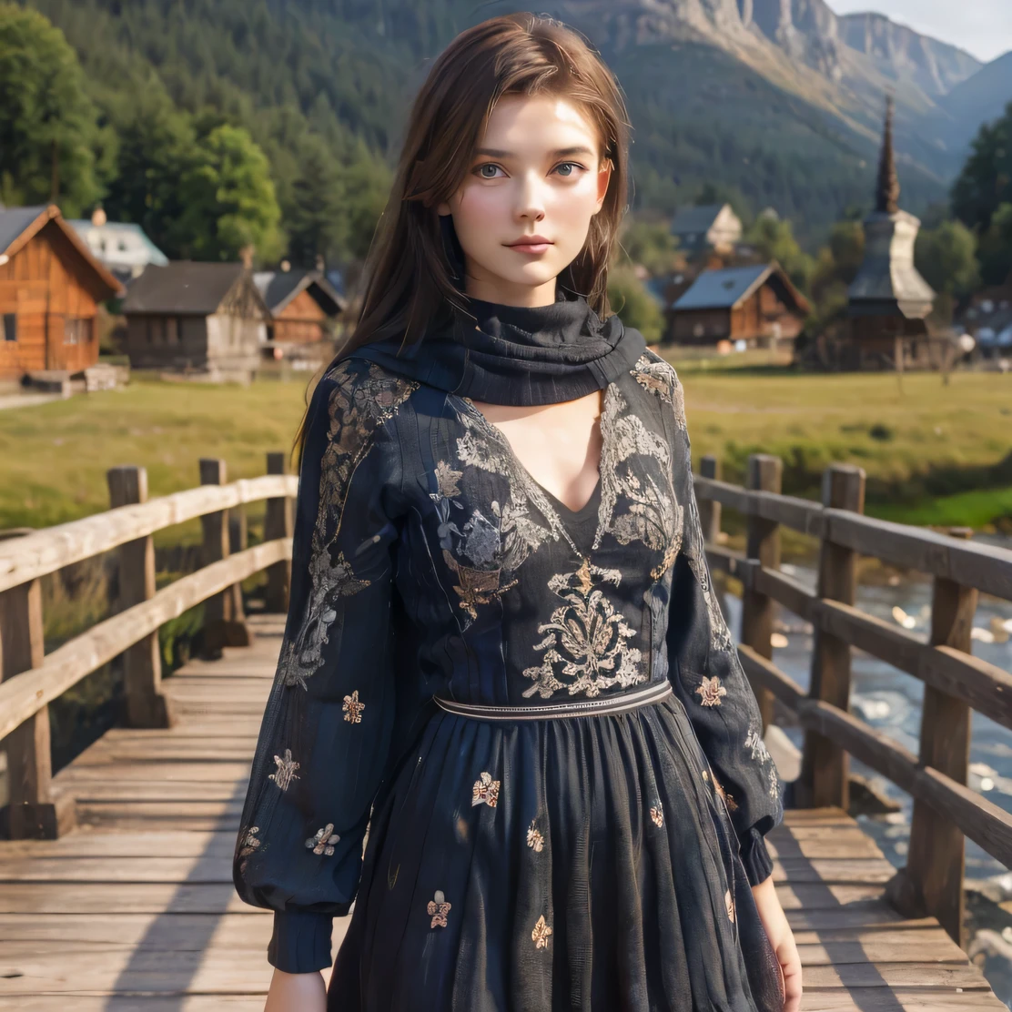 18 year old Danish woman, on a wooden bridge.