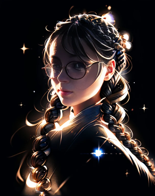 Movie海報,((Braided hairstyle : 1.5)),Animation reference 86 ,Science Fiction小說,Science Fiction,Movie,War Action Movie,space,atmosphere,Sky,battleship,multiple characters,woman,Adults,Green eyes,black hair,(Pia bangs hairstyle) : 1.8 ),(red glasses),universal uniform,white commander,Realistic facial details,realism,3D face,
