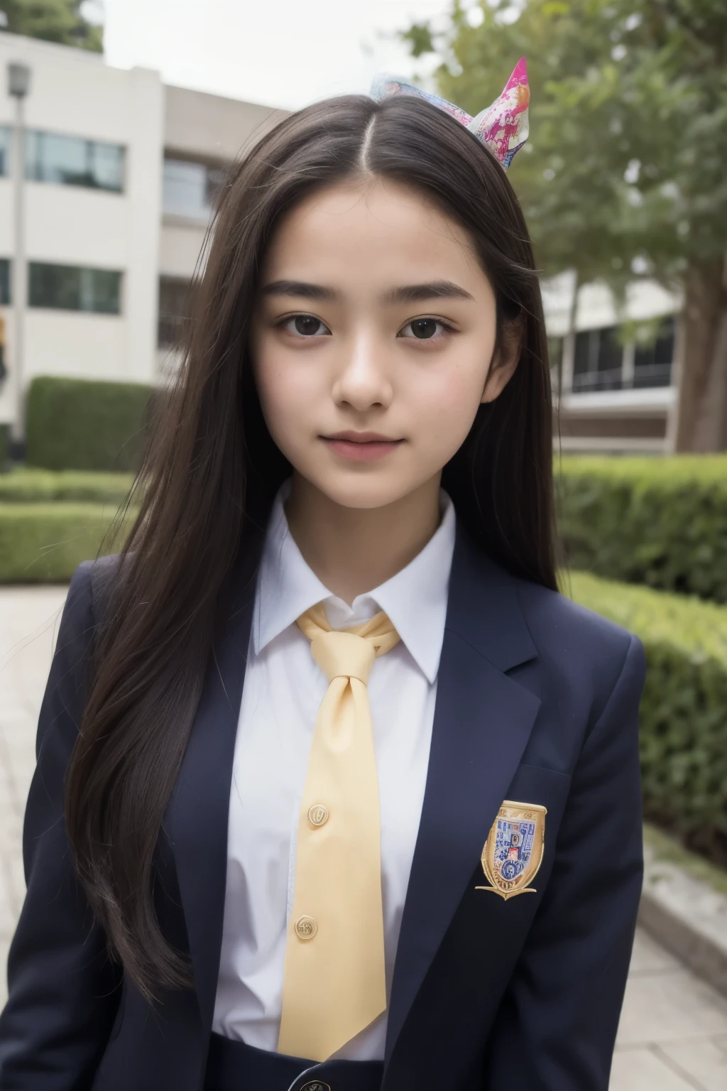 ((best quality)), ((masterpiece)), (detailed), 1girl 14 years old feels so happy becaouse today is her birthday, wearing school uniforms