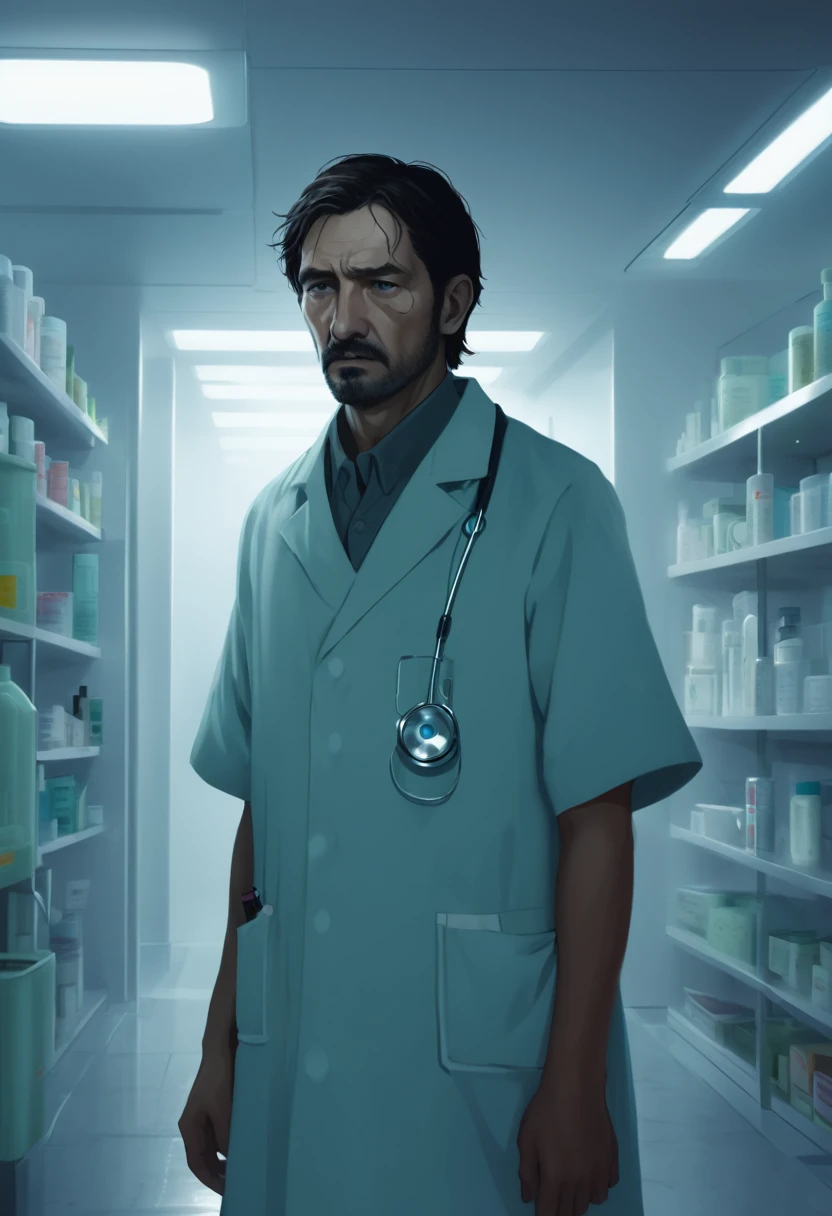A world where civilization has disappeared The world is full of infected people The protagonist goes to the hospital to look for medicine. Character illustration