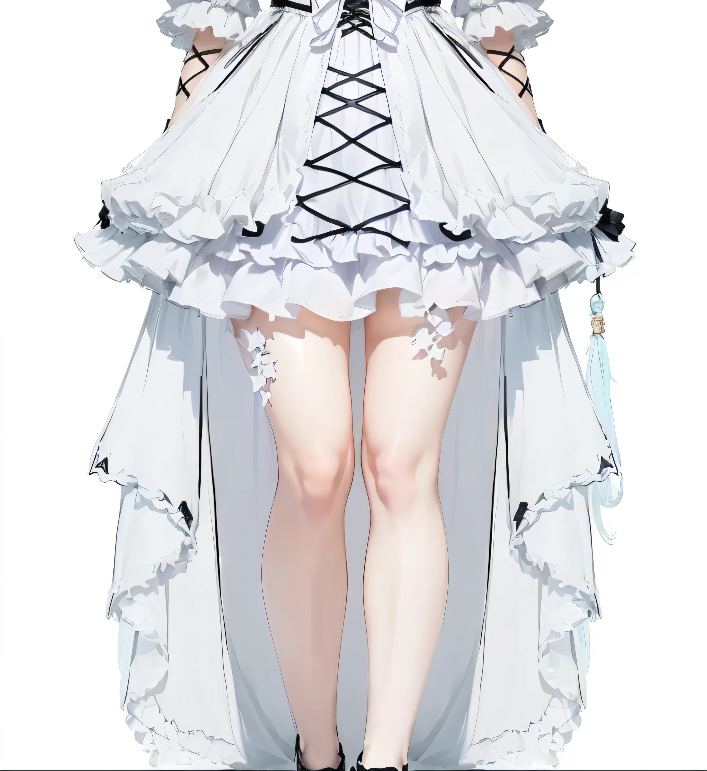 anime - style drawing of a woman in a white dress with a black and white umbrella, clear outfit design, outfit design, anime full body illustration, astral witch clothes, cute anime waifu in a nice dress, fullbody view, full body adoptable, full body illustration, full body details, anime woman fullbody art, full - body and head view,Rich in details，Masterpiece，Clean shaping，cartoon style，cartoon