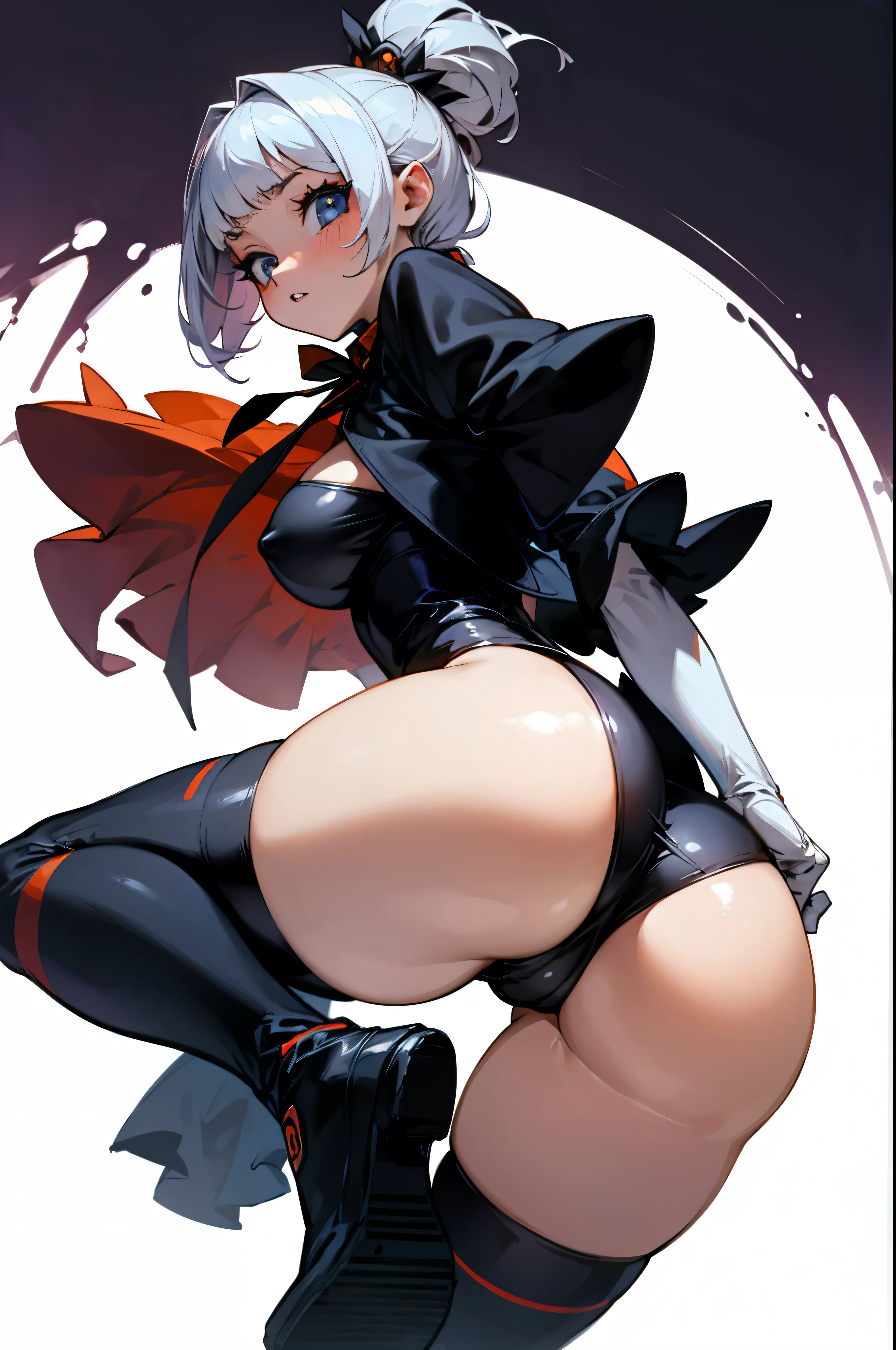 girl dressed for halloween horrorno clothes, big bobs , big ass White background