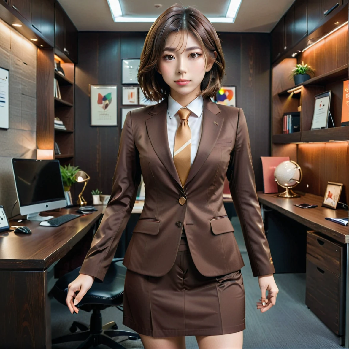 woman with light brown hair walking down the street in a pleated short skirt, very sexy outfit, wearing a strict business suit, anime girl in real life, anime girl cosplay, stylish glamorous cosplay, sexy outfit, wearing fashion suit, with a business suit in, well-dressed, wearing tight suit, sexy look, business attire, wearing a business suit, wearing a business suit