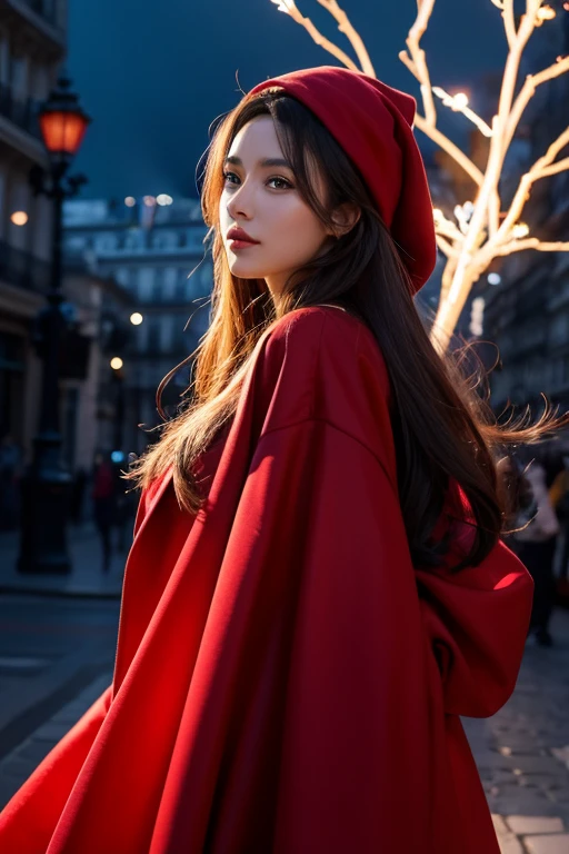 (realistic:0.2), anime illustration, 1girl,, red coat, wear luxury red hijab with gold ornaments crown, in paris france, nsfw, black pants, black office shirt, showing breats,, carmen sandiego,, blue sky,, hug breasts,, dramatic lightning, lights, epic lights, light on face, backlit, face light, lit face, fill lamp, fill light, ((masterpiece)), (carmen_sandiego_v1-1_shurik-2000:0.6)
