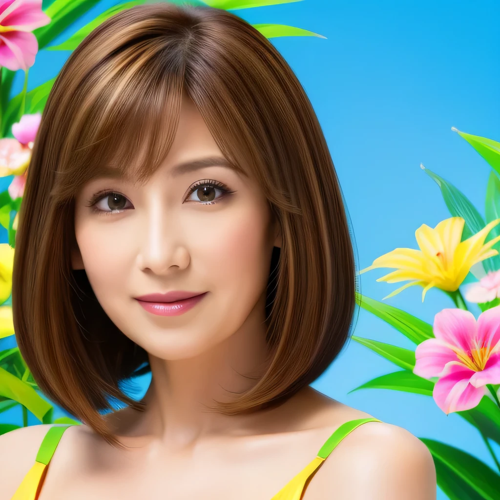 Upper Body 60 years old Straight Hair Straight hair Bright brown hair Very straight hair Tidy short hair staff woman Has bangs Very straight hair Neat short hair Brown Hair Straight-haired hair Straight Hair Brown Hair Beautiful hair, shiny hair Japan Fireworks Festival short hair Background is flowers Tropical flowers Hibiscus colorful floral background Beautiful flowers as a background ( Hair looks beautiful :1.2) myself woman 60 years old Bob Hair Brown Hair Beautiful Hair Shiny Hair Japan( sharpen ), (Facing the children_v1:0.7), (8k, Highest quality), Unconscious, Please open your eyes, , High resolution, original, (Flat Color:0.9),(colorful:1.1),(masterpiece:1,2), Highest quality, masterpiece, High resolution, original, Highly detailed wallpaper, Audience'Perspective, alone, Portraiture, Mature Woman Body Set, smile, When I look at this, Tropical flowers background,Natural Wrinkles, Wrinkles around the eyes, surreal, Natural Skin, Natural Hair Color, Bright red lips, a vivid image of summer Tropical flowers Wrinkles on the face