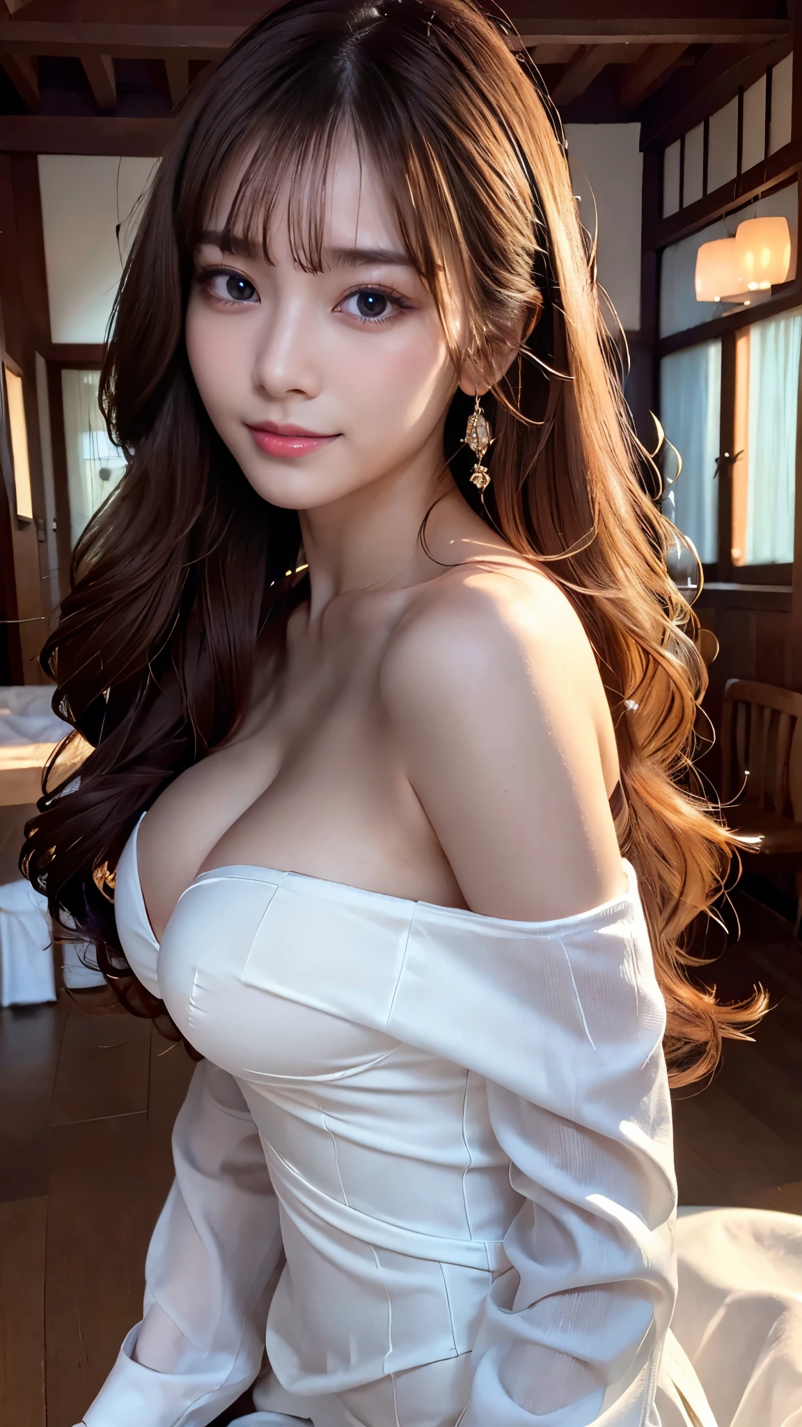 (Detailed skin:1.2),(Shiny skin:1.1),8k,Highest quality, masterpiece, Ultra-high resolution,(Realistic:1.4), RAW Photos,(Soft saturation:1),(Fair skin:1.2),(Succubus:1.1),Half-Japanese beauty,23 years old, （Platinum Blonde Hair:1.4）,（Long Long Hair:1.３)),  (Pretty face:1.4), (Large Breasts, Tight waist,Big firm hips:1.2), ((Beautiful lighting:1.3)), ((Off the shoulder、Mini Dress:1.2)),(Highly detailed face, Highly detailed lips, fine grain, double eyelid,Highly detailed and evenly balanced eyes), （Sharp focus:1.2）, ((Full Body Shot)),（Perfect Anatomy:1.3),(Beautiful woman with perfect figure: 1.2）、((Random sexy poses:1.2))、Sharp Eyes,smile,（Seaside cottage）