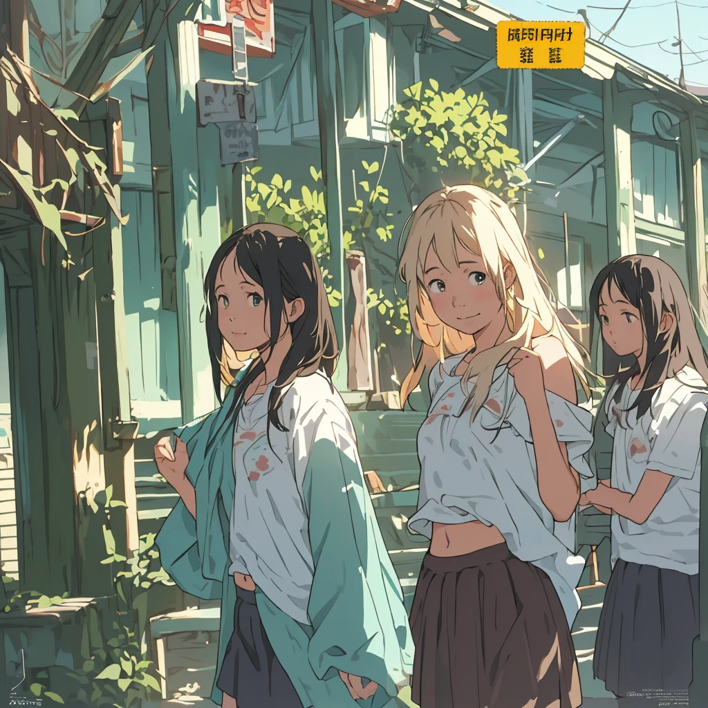 reasonable design, Clear lines, High Sharpness, (highest quality,8K,Perfect sharpness,Ultra fine,High resolution,masterpiece:1.2), Perfect Anatomy:1.5, Official Art, Illustrations that tell a story, (Whitish background:0. 9)、Body Positivity、More Mr.Physical expression、(Random and mischievous poses)、Perfect beauty、Perfect beautiful face、Strong winds、A rich expression、Dynamic composition、smile、Golden ratio composition、colorful、(Mr.Different angles and perspectives)、anime art、mini skirt、(Overcoming stereotypes)、 Glowing Skin、(Natural beauty)、smile、bangs、Straight Hair、(Soft and flowing hair)、(Rural Scenery)、(Nostalgic atmosphere)、Insert up to the thighs、(Playful and carefree)、(More Mr.Ethnic characters)、(innocent attitude)、(Sunny atmosphere)、Skirt flipped up、(Bright colors)、Belly button exposed、Beautiful Eyes、A skirt fluttering in the wind、Put it in to your feet、Some composition patterns、sensuous、Geometric pattern、emotional、Symposium cover、