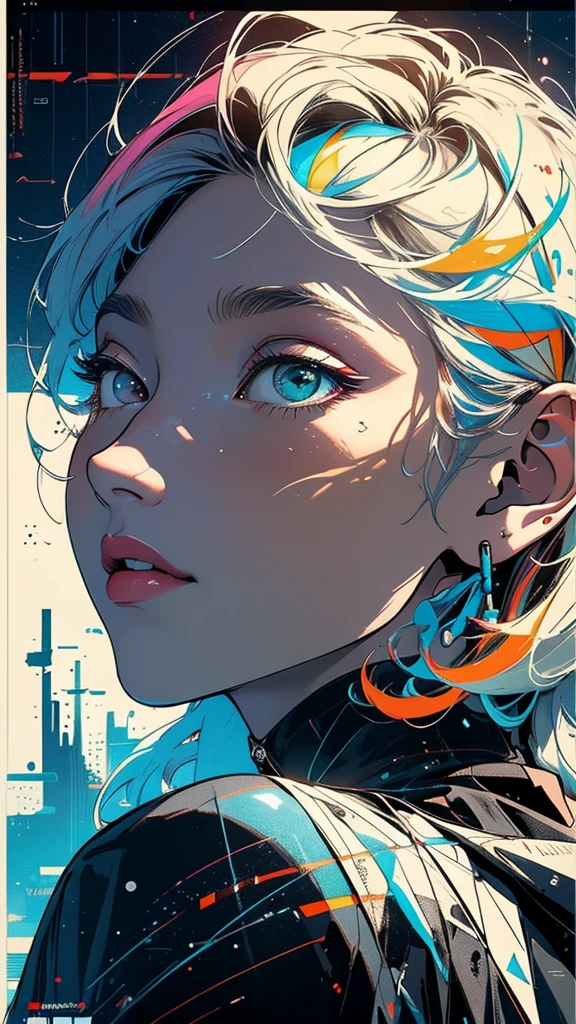 (((masterpiece, highest quality))),(((solo:1.2))),(((1girl:1.2))),32k wallpaper, very detailed, poster, vintage science fiction,(((((geometric cinematic movie poster))))), ((bauhaus)),(shape),(((abstract))),(mid century modern),movie poster,(((((portfolio))))),(((((Close-up))))),(((((bust up))))),((((more various angle)))),(((highlight))),Vast landscape,((((heterochromia)))),(((complete. detailed face))),(((Extremely talented))),(((most complecated machine))),(Colorful color scheme)