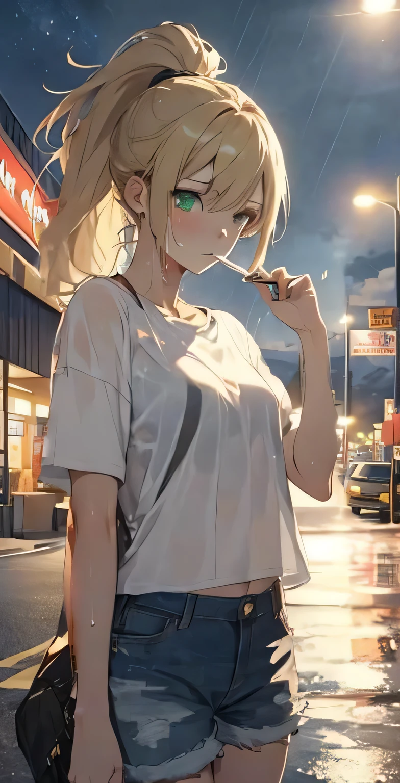 truckstop parking lot at night