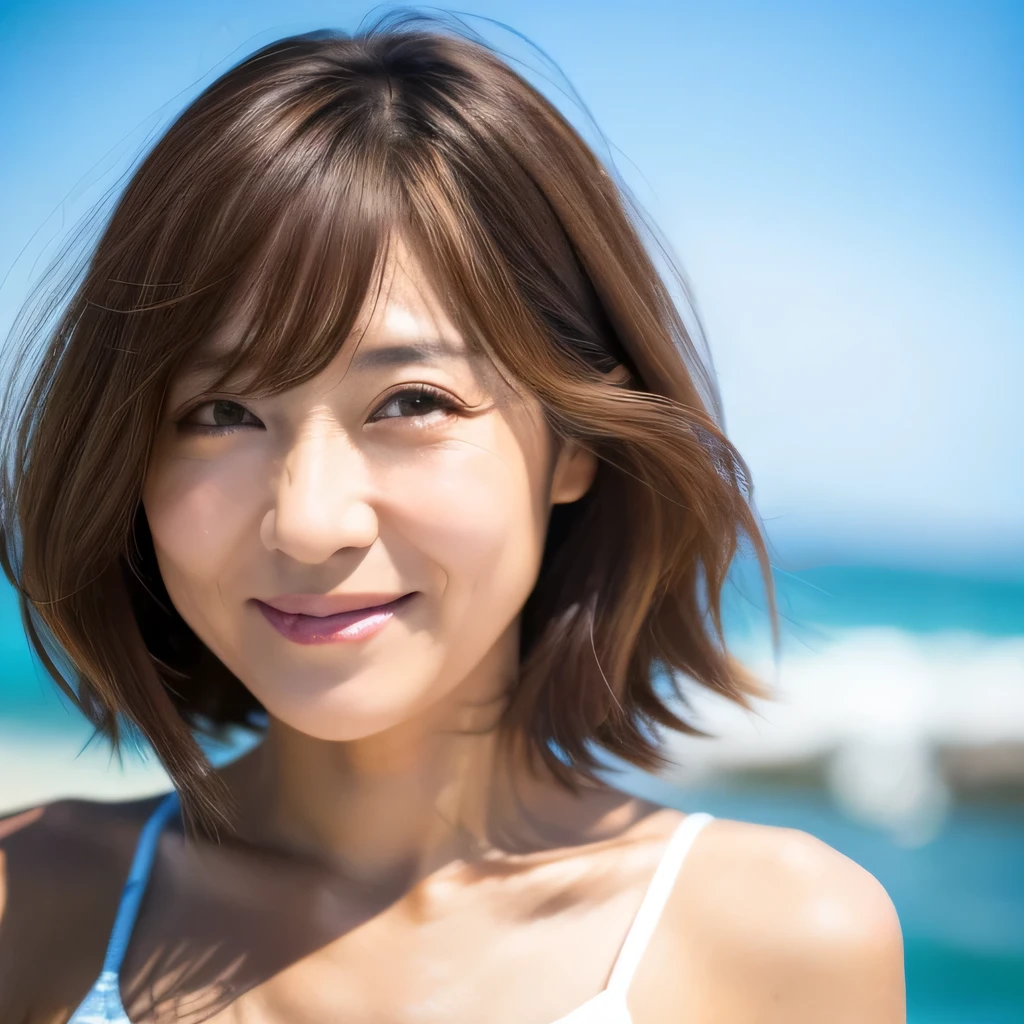 Cute Mature Woman Ocean 60 years old Japanese woman On the beach with the ocean in the background Upper Body 60 years old Fluffy short hair Bright brown hair Bob Hair Brown Hair Beautiful Hair woman Has bangs Messy short hair Brown Hair Brown Hair Beautiful hair, shiny hair Japan short hair The background is Guam's Ocean Blue Ocean buzzer Beautiful water surface Ocean Background Beautiful Ocean Background ( Hair looks beautiful :1.2) myself woman 60 years old Bob Hair Brown Hair Beautiful Hair Shiny Hair JapanAlone, Portraiture, Mature Woman Body Set, smile, When I look at this, 鮮やかなOcean Background,Natural Wrinkles, Wrinkles around the eyes, surreal, Natural Skin, Natural Hair Color, 真っ赤な唇 鮮やかで常buzzerのイメージ Guam beaches Wrinkles on the face