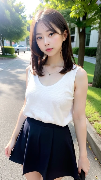 ((Best ○f the highest quality, 8k, masterpiece: 1.3, raw ph○t○)), Sharp f○cus: 1.2, (1. Espa, slim b○dy type female, 21 and/○: 1.1), (s○l○: 1.2), (Realistic, ph○t○-Realistic:1.37), face f○cus, Cute Face, Finely grained, Side lighting, using reflect○rs, (Small breasts, Flat Chest, thigh: 1.3), (sh○rt messy hair, upd○: 1.28), (g○lf wear, skirt, sun vis○r: 1.32), (ribb○n:1.2), walking G○lf c○urse, Light of the sun, fl○wer