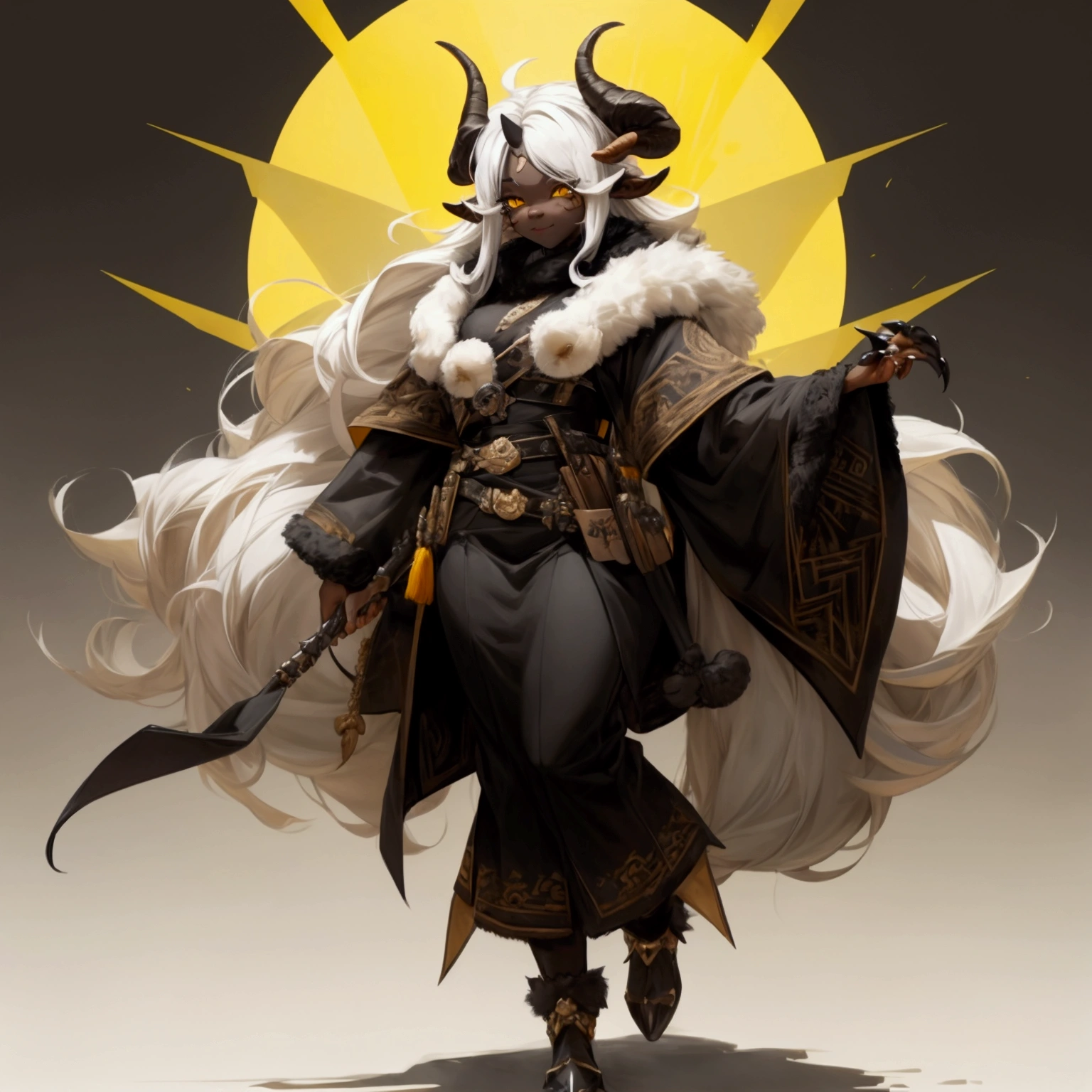 (antro)) Officer Flint, Goat, ross tran, by ruan jia, by zaush, by foxovh, by lindasexyrobutts, by cervina_7, by sligarthetiger, best quality, masterpiece, illustration, wallpaper, 1 man, hairy goat, ( ( Black face 2,2)), ((Yellow eyes: 1,3)), big horns, (( Huge horns)), ((black claws, sheep face: 1,2)), ((goat2,3 ) ), muscle , tomboy, thicc,, ((DARK)) Hairy lamb, Hairy, Male, (( sheep face:1,2)) "Black face", anthropomorphic, hairy goat, Yellow eyes, white eyelashes, Fur black, ((Male :1,2) ) Black nose, long round horns, straight white hair, spiky hairstyle, ((excessive waist-length hair 1,2)), full body, detailed body with fur, ((Male:1,2)) :2,2)) detailed body, detailed eyes, shiny body, shiny body, magnificent body, ((sheep face))masterpiece, ((Viking but discreet helmet:1,2)), burly body, score_9, score_8_up , score_7_up, source_cartoon, source_furry, bright yellows, from above, motion blur, panoramic view, nordic clothing. fur coat with white fur trim, ((Nordic clothing:2,2)) sheep eyes, white eyelashes, white eyelashes, sheep eyes, long black horns. burly ((Dark landscape:2,2)) huge long horns, big horns,((detailed landscape:1,2)), lamb, hairy, dark landscape.