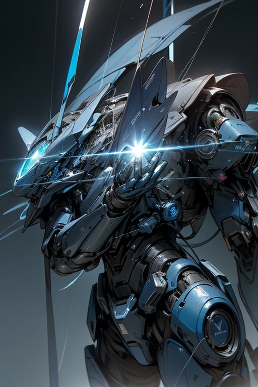 Blue,blue effect,lightning blue effect,dark blue,blue flower,blue meca,blue droid,blue robot,blue background,beautiful background,human_phi,dark blue color,masterpiece,best quality,super detailed,score up _9,super fine illustration,Break Flying in space
