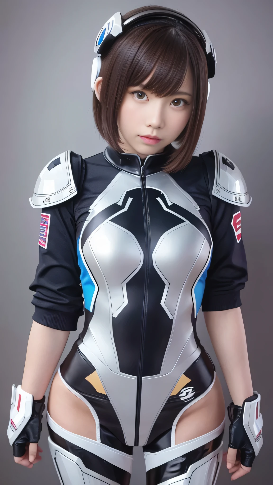 Woman in futuristic costume holding a futuristic helmet and a futuristic sword, Trending on cgstation, Trending on cgstation, Portrait of a girl in the Knights of the Zodiac, Cute Cyborg Girl, Perfect android girl, Portrait Anime Astronaut Girl, Beautiful girl cyborg, Girl wearing mecha cyber armor, Game CG, cgsociety と fenghua zhong, Beautiful Cyborg Shrine Maiden,1One screen、Only one person、Enako、Full Body Shot