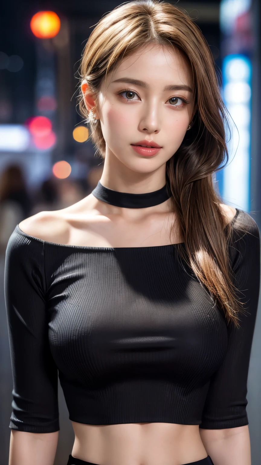 (nsfw:-2), (realistic, photo-realistic:1.4), (masterpiece, best quality:1.2), RAW photo, high resolution, intricate details, extremely detailed, realistic and sharp details, cinematic lighting, portrait, (bust shot, midriff:1.5), frontal photography, solo, 1girl, a Japanese woman, dark hair, (detailed face, beautiful detailed eyes, sophisticated nose), pale skin, collarbone, necklace, jewelry, large breasts,(8K, RAW photo, highest quality, High resolution:1.1), (hyperrealistic:1.4),(realistic, photorealistic:1.3), soft light,realistic face,realistic body,realistic skin,disorganized,masterpiece,(cute:1.8), , baby face, Beautiful big breasts,(long hair,ponytail,blond hair),(big:1.2),fine black eyes,innocent eyes,droopy eyes,Watery eye,open lips,blush,good style,colorful lights,film Grain,,look viewer,full Body,,young,85mm lens, f/ 1.4,professional lighting,portrait,photon mapping,radio city,Physically based rendering,japanese girl,, wearing black abaya hijab