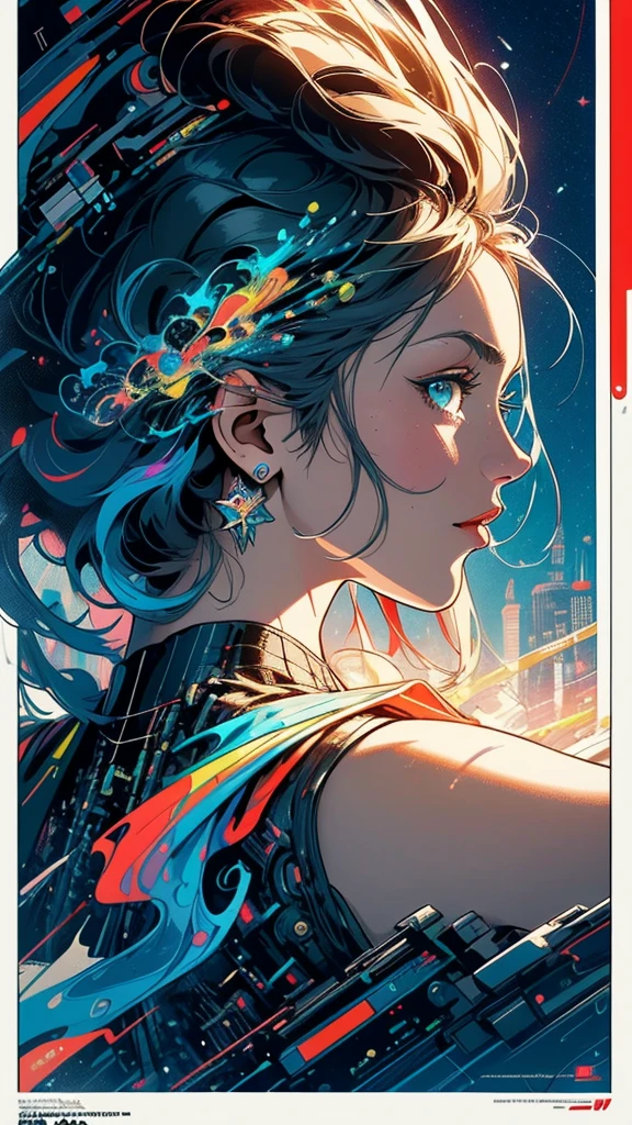 (((masterpiece, highest quality))),(((solo:1.2))),(((1girl:1.2))),32k wallpaper, very detailed, poster, vintage science fiction,(((((geometric cinematic movie poster))))), ((bauhaus)),(shape),(((abstract))),(mid century modern),movie poster,(((((portfolio))))),(((((Close-up))))),(((((bust up))))),((((more various angle)))),(((highlight))),Vast landscape,((((heterochromia)))),(((complete. detailed face))),(((Extremely talented))),(((most complecated machine))),(Colorful color scheme)