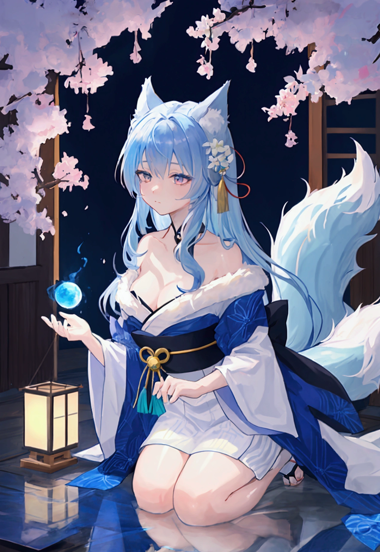fox Light blue hair beast boy indigo fur fox beast boy fox Light blue hair beast boy indigo fur fox beast girl Wallpaper 4k,8k,highly detailled,,vivid colors,detailed kitsune with 9 tails,traditional Japanese artwork,tatami floor,beautiful cherry blossoms,floating lanterns,dark silhouette of a pagoda,subtle moonlight,dense forest,ethereal atmosphere,dappled sunlight,whimsical spirit,serene expression,elaborate kimono and obi,delicate hand-painted details,luminous eyes Anime Style fox blue White-faced golden-haired nine-tailed fox Coat blue woman fox Light blue hair beast girl indigo fur fox beast girl Anime Style fox blue White-faced golden-haired nine-tailed fox Coat blue woman mysterious background Blue Flame girl have a ball of light fox Light blue hair beast girl indigo fur fox beast girl mysterious background Blue Flame girl have a ball of light Anime Style fox blue White-faced golden-haired nine-tailed fox Coat blue boy boy mysterious background Blue Flame boy have a ball of light boywoman