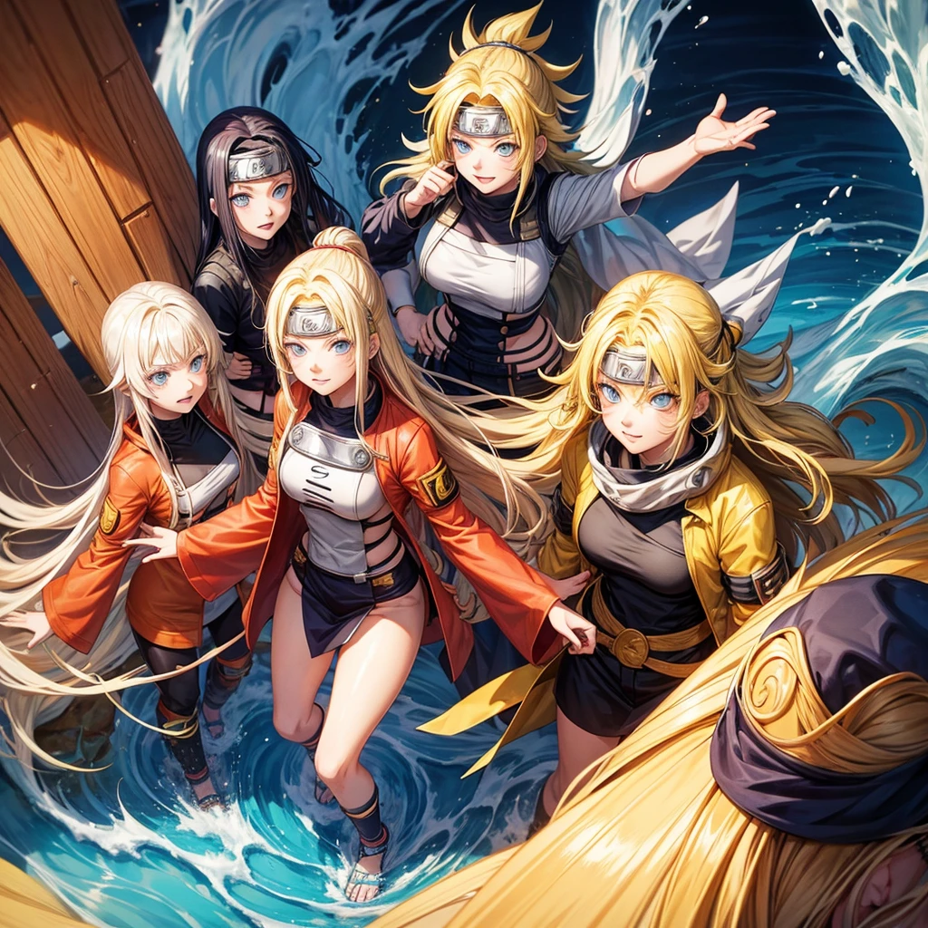 Naruto anime, female characters, Yellow hair ,blue eyes,king, wavy hair, hair with lasio fringe