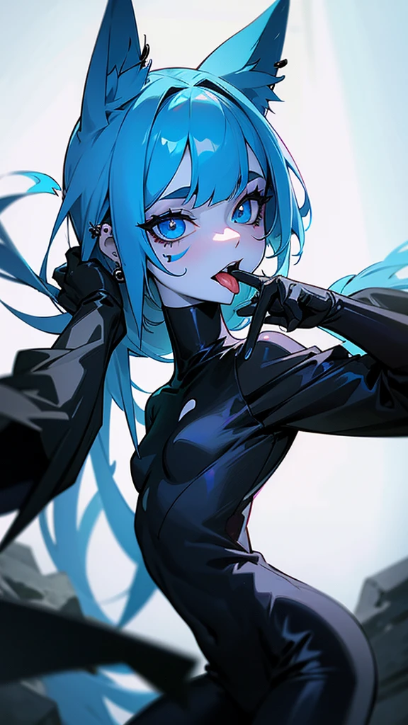 She is a short girl with piercings all over her face, dressed all in black exposing her pure white skin, and drowned in a rock band.She is in the studio putting on pretty makeup for his meeting today.

High resolution, blue eyes, Animal ears, tongue, Highest quality, Ahegao, Overexposure, 