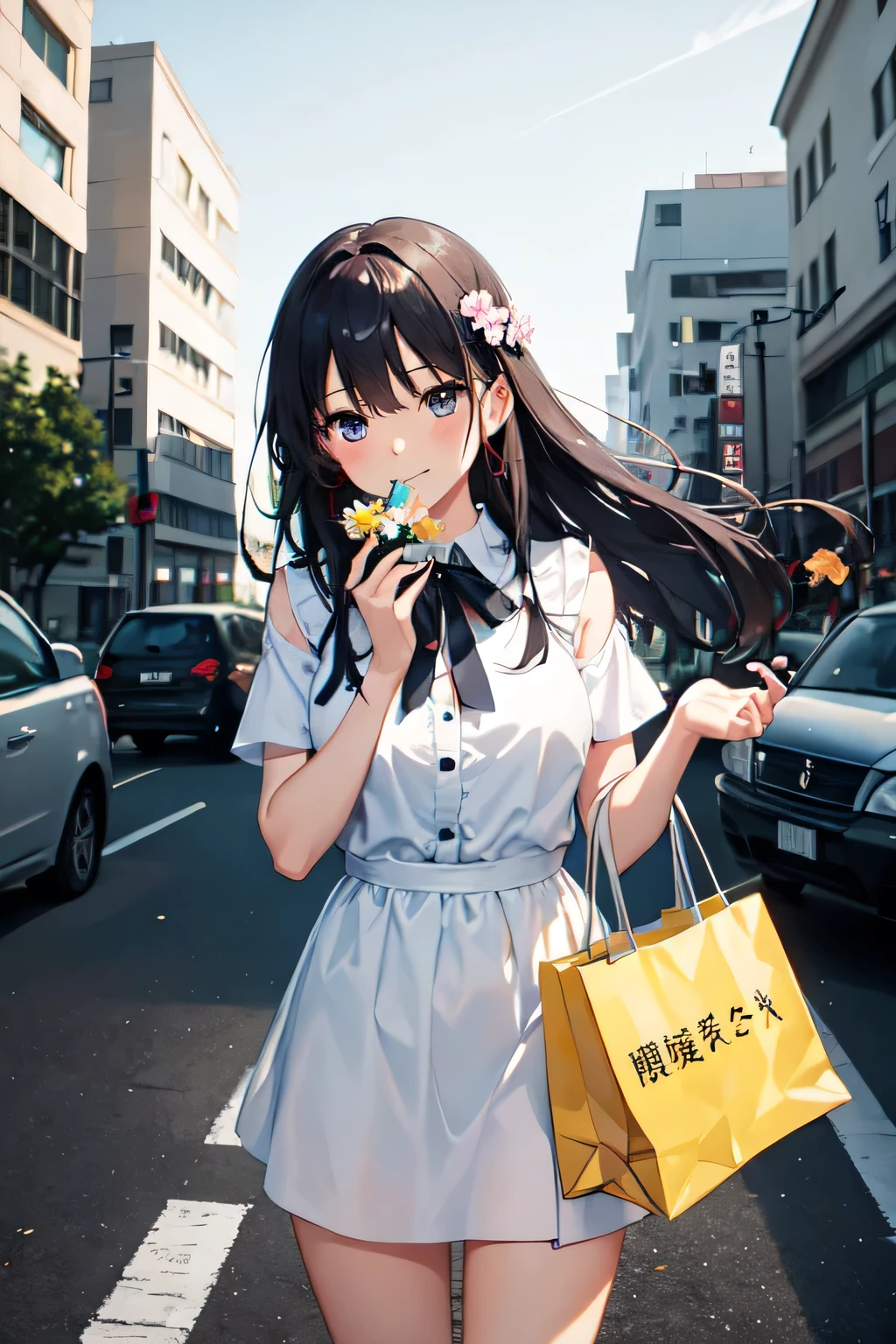 Midsummer Day、You are walking down the street with the beautiful girl Sayaka.。Sayaka is白いワンピースを着ており、Her long hair is fluttering in the wind。The sunlight made her hair sparkle、Her smile is passersby々Attracts the attention of。
Sayaka is、He is looking at the colorful pinwheel he is holding with amusement.。Her big eyes are clear、There is a lot of innocence and kindness in it.。Her smile is、Warmly embrace the hearts of those who see it、Forget the hustle and bustle of the city。To the camera、Sayaka is軽やかにジャンプしてみせたり、With a windmill on my cheek、Mr.々I take a pose。Every move she makes、You can feel the natural cuteness and radiance.。
In the middle of the highway、Sayaka stops in front of the flower bed.、Colorful flowers々Bring your face close to the scent。that moment、Her eyes shine brighter、To the camera「This flower、That's nice!」" I said happily.。Her voice is as pleasant as a clear bell。
next、Sayaka is sitting on the terrace of a roadside cafe.、Showing off some iced coffee。She puts a straw to her mouth、He took a sip with a cool look on his face.、Smiling to the camera。「Relaxing on the street、The best。」The voice she spoke、You can hear it clearly even in the midst of surrounding noise。
At the end of the shoot、Sayaka is sitting on a roadside bench、Holding a big shopping bag、With a big smile, I wave to the camera.。「I had a really good time today。Let's explore the city together again.。」Her words were、It will enhance your fun time on the road.。Her energetic charm and innocent smile、All the people passing by々Bring happiness to