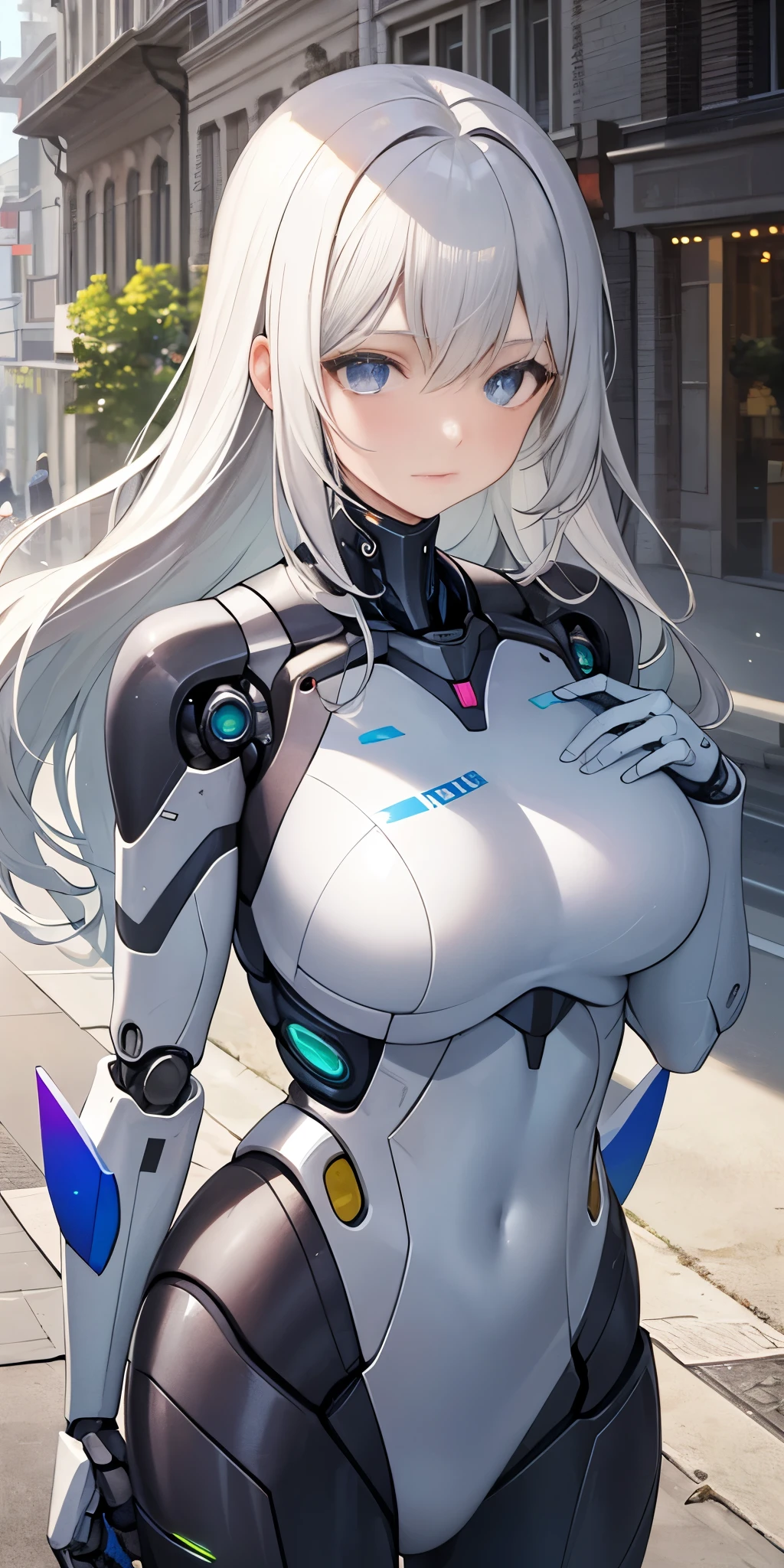 There is a woman in a robot suit posing next to an ancient building, Beautiful white girl half cyborg, Cute cyborg girl, Beautiful girl cyborg, Perfect Robot Girl, Cyborg girl, Young cyborg grady, Beautiful Female Robot, Beautiful robot woman, cyborg girl, perfect cyborg female, porcelain cyborg, Female robot, Beautiful cyborg images