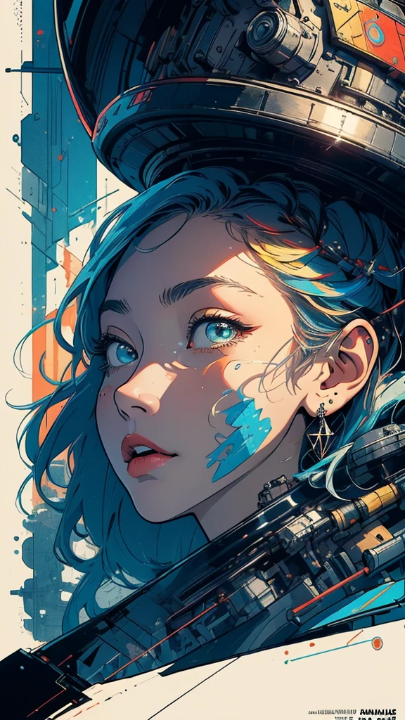 (((masterpiece, highest quality))),(((solo:1.2))),(((1girl:1.2))),32k wallpaper, very detailed, poster, vintage science fiction,(((((geometric cinematic movie poster))))), ((bauhaus)),(shape),(((abstract))),(mid century modern),movie poster,(((((portfolio))))),(((((Close-up))))),(((((bust up))))),((((more various angle)))),(((highlight))),Vast landscape,((((heterochromia)))),(((complete. detailed face))),(((Extremely talented))),(((((most complecated machine))))),(Colorful color scheme)