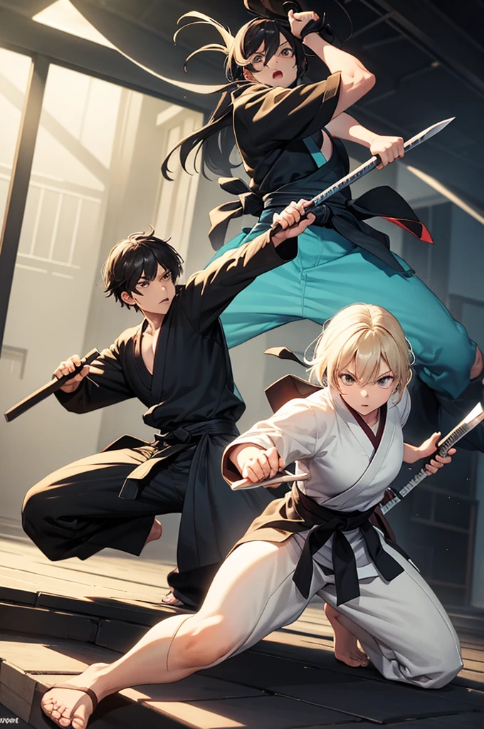 open legs, battoujutsu stance, weapon