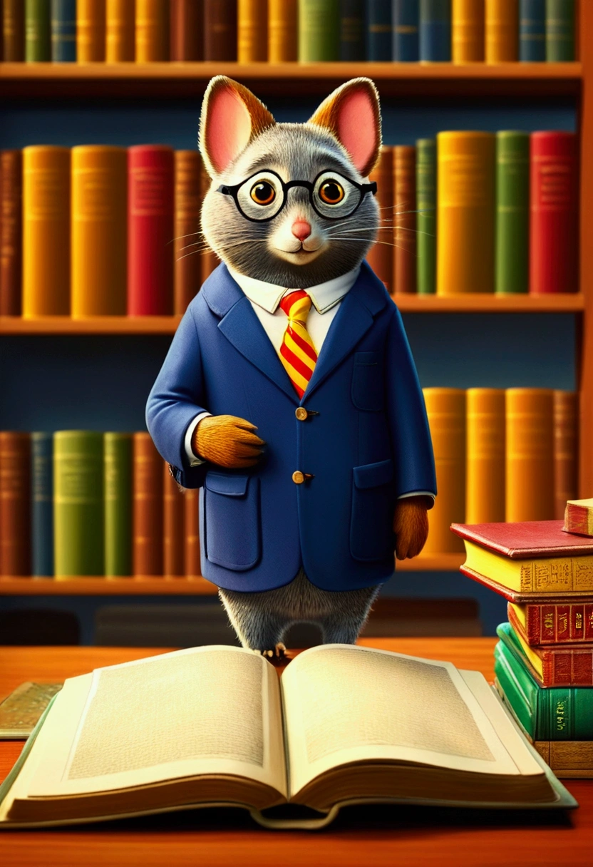 Lawyer, full body, by Richard Scarry, cinematic still, (best quality, masterpiece), very aesthetic, perfect composition, photorealistic, intricate details, ultra-detailed, vivid colors