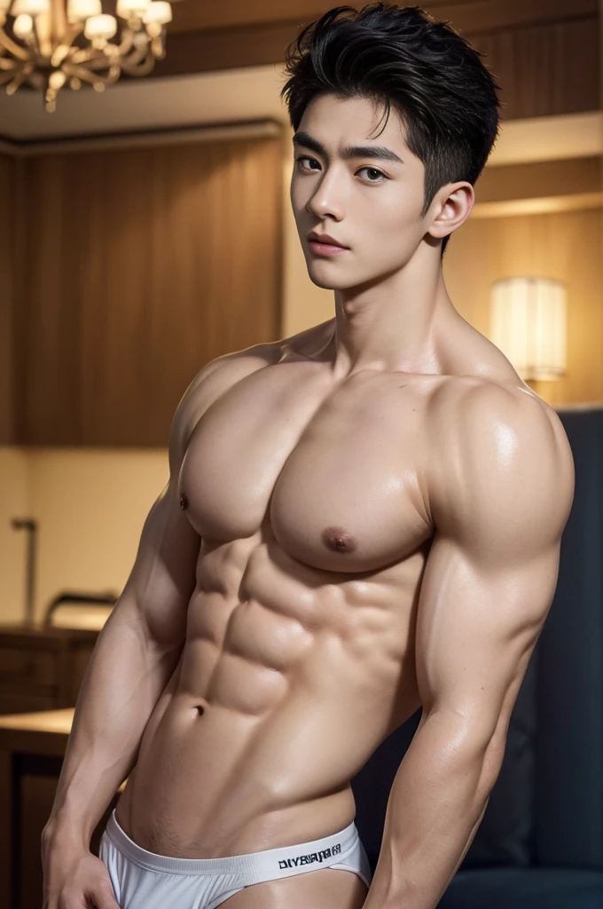 Mind control, hypnotic spiral, (masterpiece, ultra quality, high resolution, 8k, intricate: 1.2), (detailed face:1.2), handsome, Young Korean man, white skin, double eyelids, detailed skin, 1boy, ((realistic)), abs, good lighting quality, muscle veins, ((pale skin)), side view, face, (hypnotic), (viewer pop:1.3), full body shot,