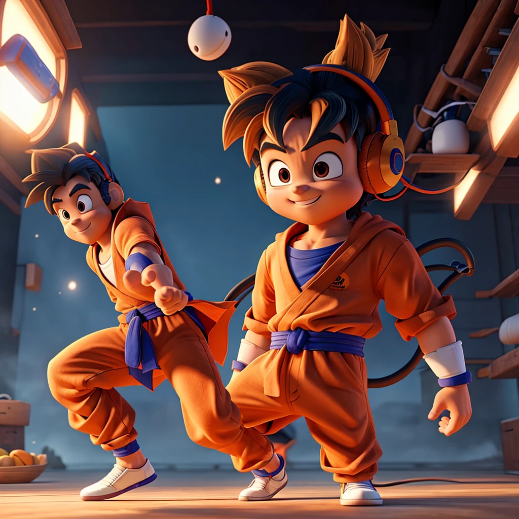 Goku with headphones 
