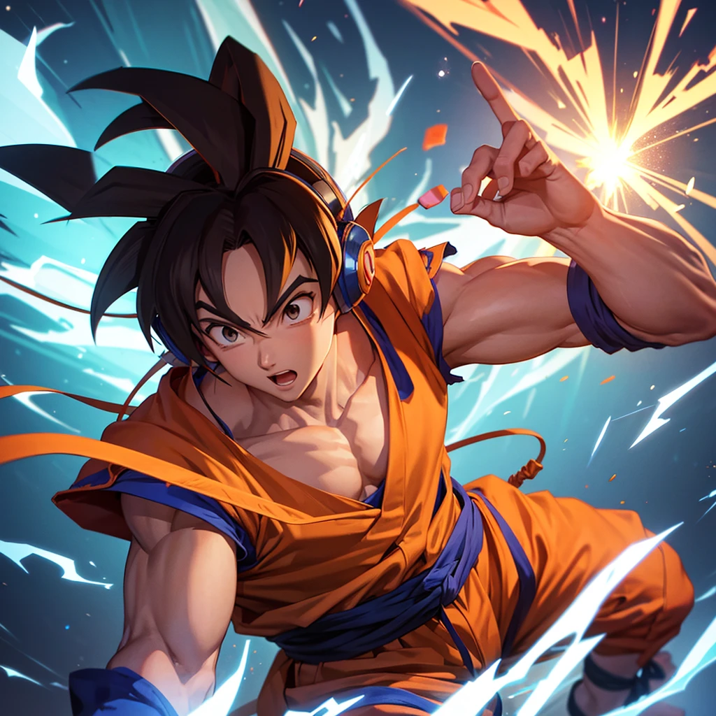 Goku with headphones 
