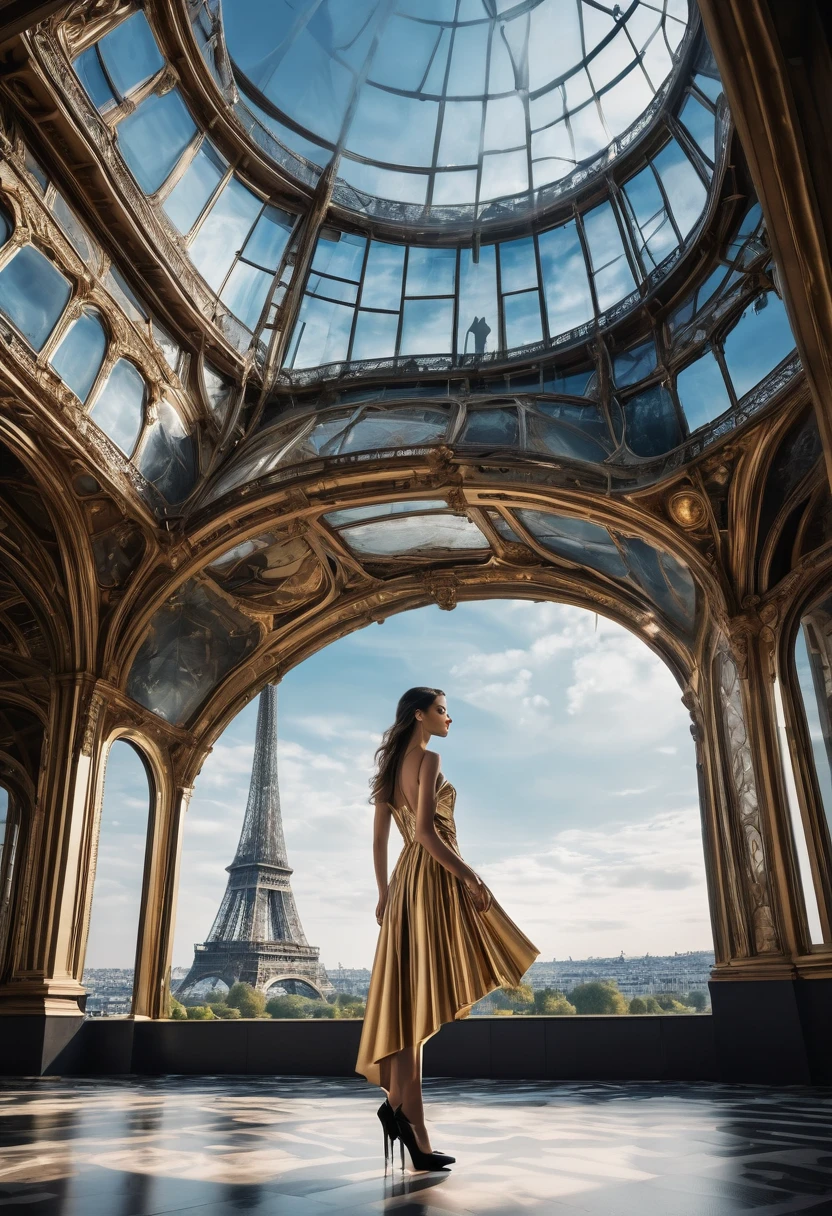 Ultra-detailed, surreal pieces explored through a technology-art focused lens. Ultra-realistic paranormal phenomenon. An unbelievable event. floating architecture. Dramatic lighting, dynamic angles, and storytelling evoke cinematic emotions. special visual effects. paris collection model.perfect lady.Capture ultra-high resolution images with surreal lighting and otherworldly compositions. Various digital art techniques. minimalism. cinematic. luxury. non-traditional beauty. conceptual art. Avant-garde modern architecture. Extraordinary design ability. art. An artist's compelling story. visual art. contemporary art. Minimalist high fashion design. Paris collection. mixed media. No copyright. Avant-garde art direction. dramatic pose. Award-winning photography. design group. A digital masterpiece. Avant-garde. An iconic place. Carefully selected best artwork. An incredibly creative installation.