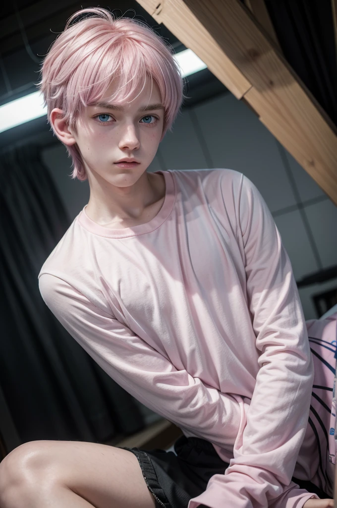 Expression shame pink eye pink hair version boy wearing sweatshirt