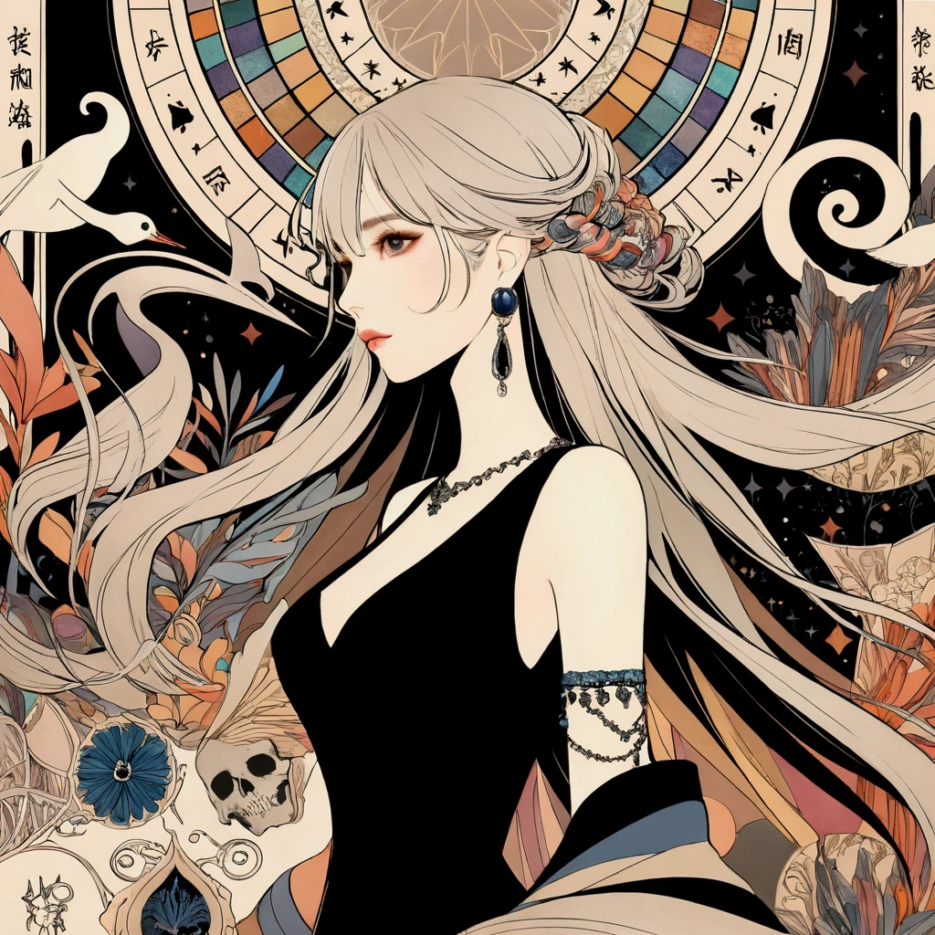 Silver Hair、Mysterious Background、Colorful colors
