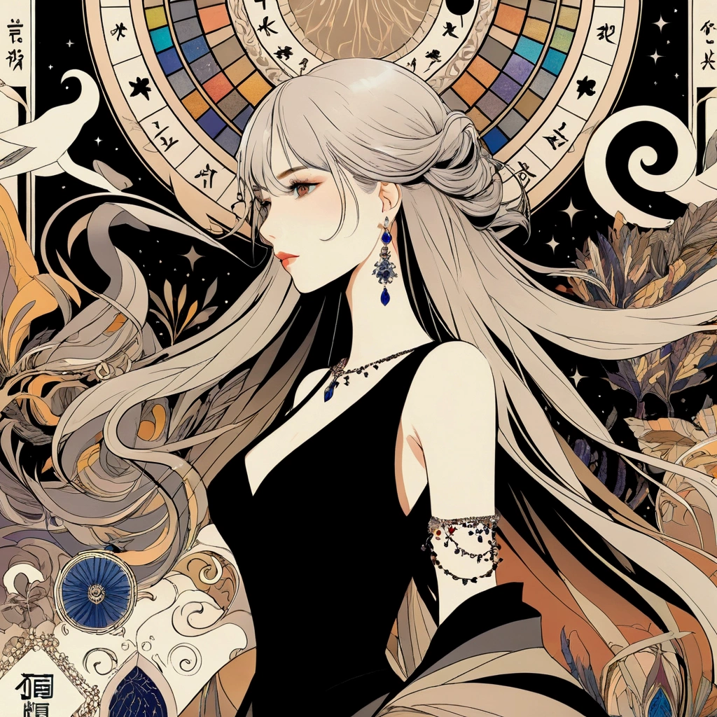Silver Hair、Mysterious Background、Colorful colors