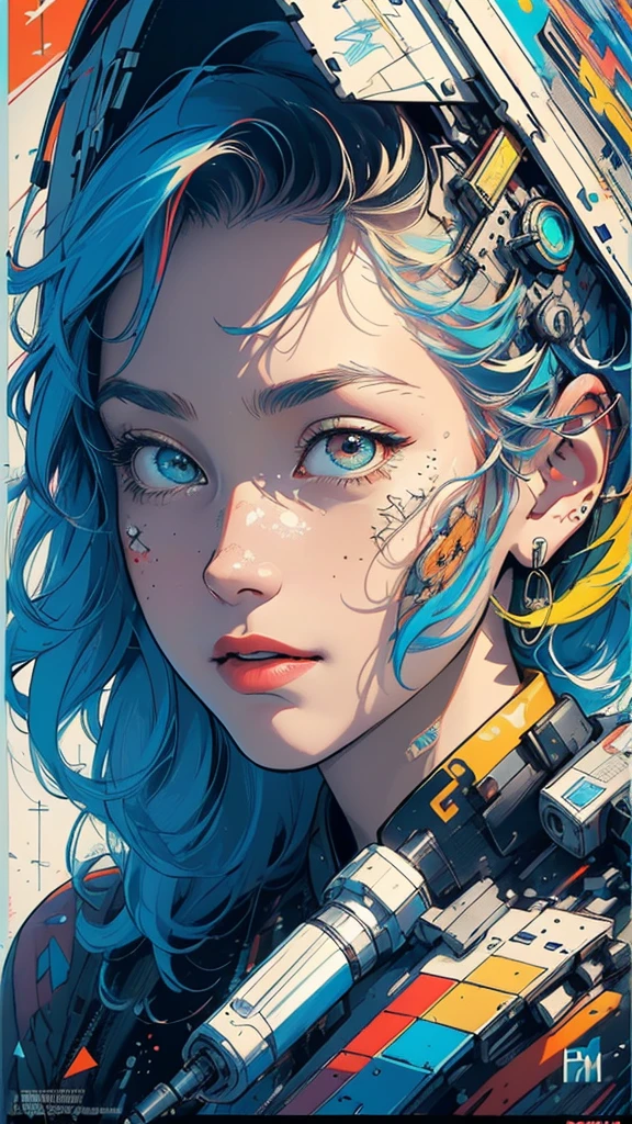 (((masterpiece, highest quality))),(((solo:1.2))),(((1girl:1.2))),32k wallpaper, very detailed, poster, vintage science fiction,(((((geometric cinematic movie poster))))), ((bauhaus)),(shape),(((abstract))),(mid century modern),movie poster,(((((portfolio))))),(((((Close-up))))),(((((bust up))))),((((more various angle)))),(((highlight))),Vast landscape,((((heterochromia)))),(((complete. detailed face))),(((Extremely talented))),(((((most complecated futristic machine))))),(Colorful color scheme)